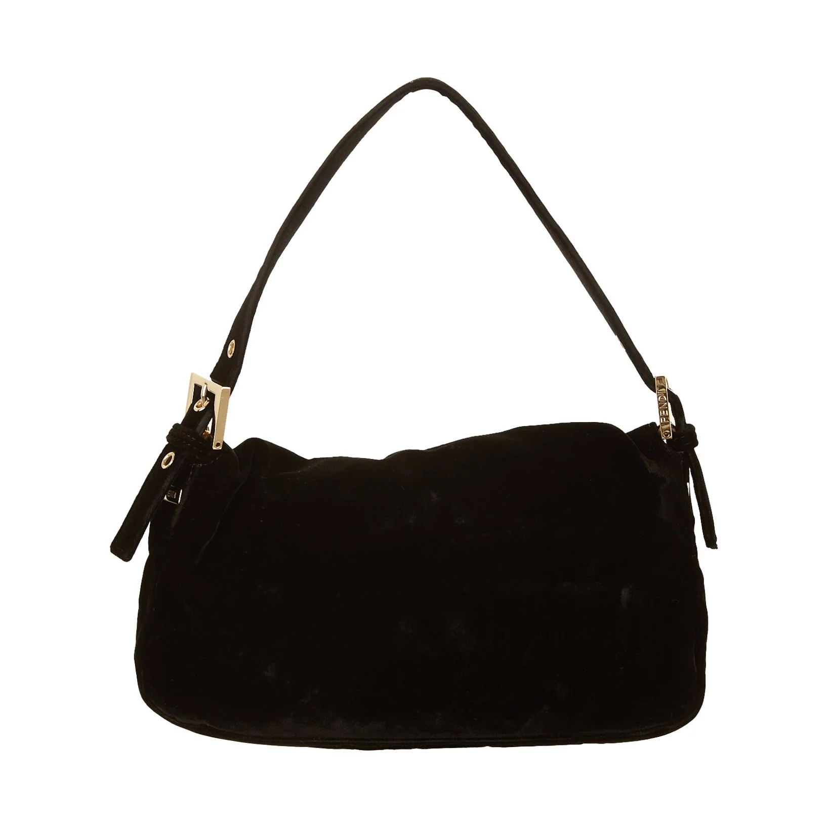 Fendi Black Velvet Fringe Baguette - Image 2
