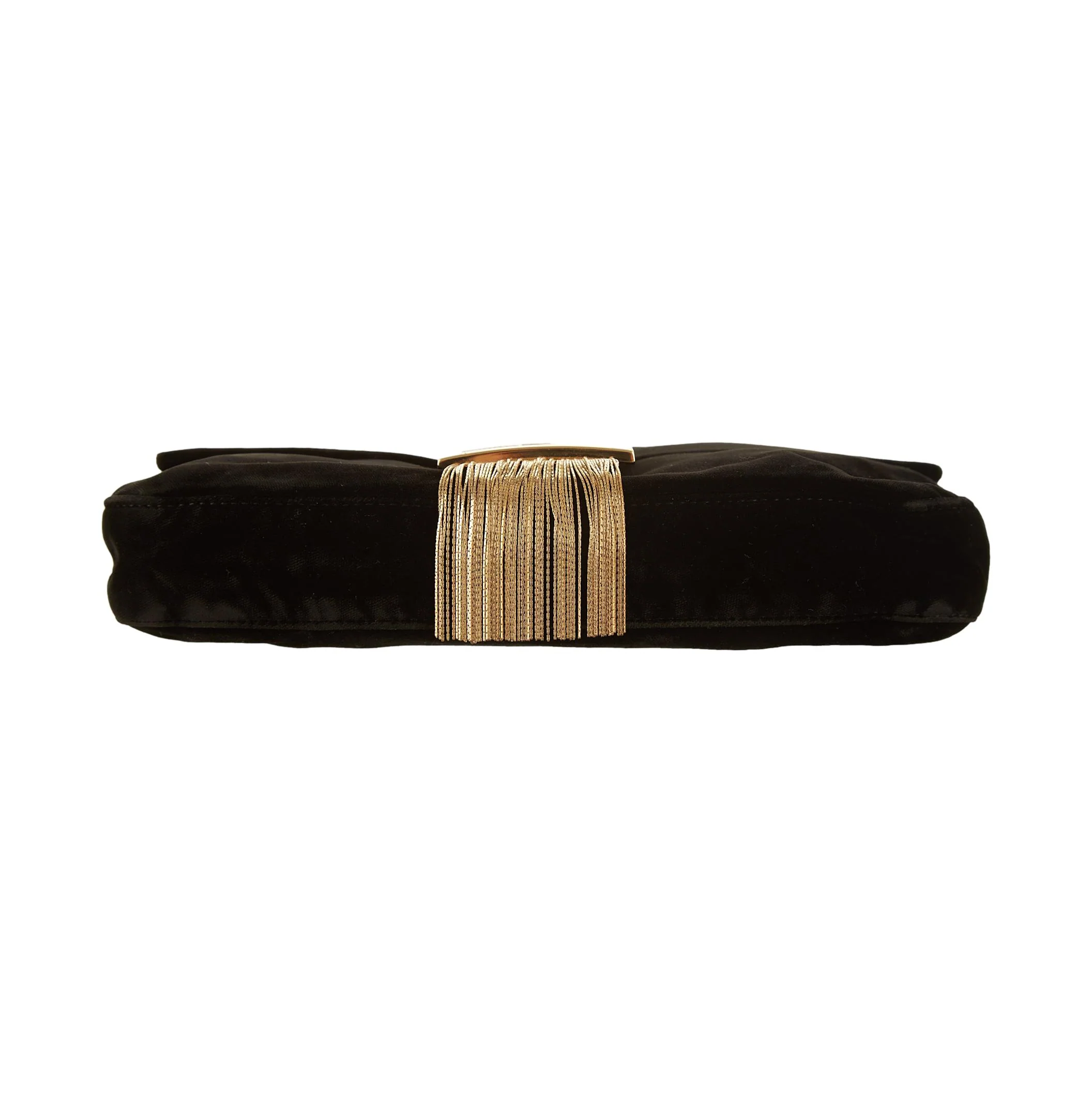 Fendi Black Velvet Fringe Baguette - Image 3