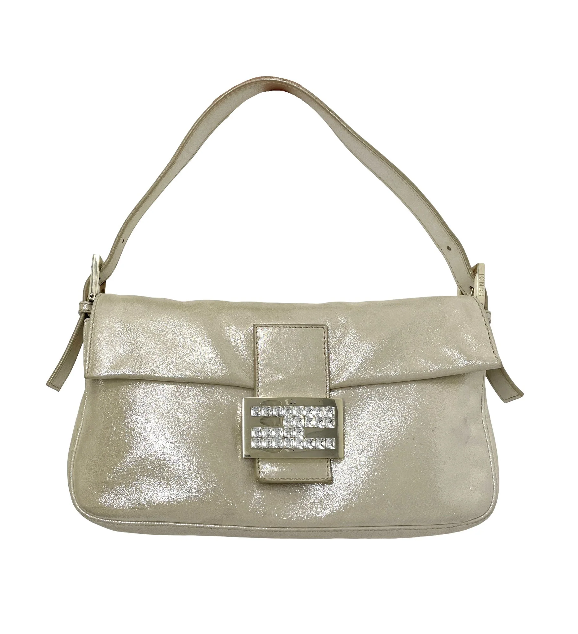 Fendi Gold Rhinestone Baguette