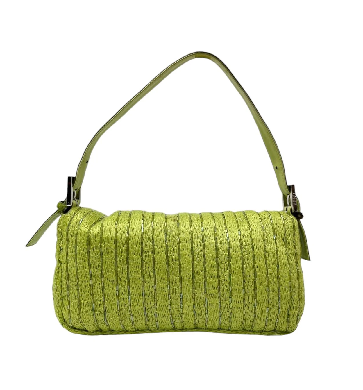 Fendi Green Beaded Cow Print Baguette Bag - Image 2