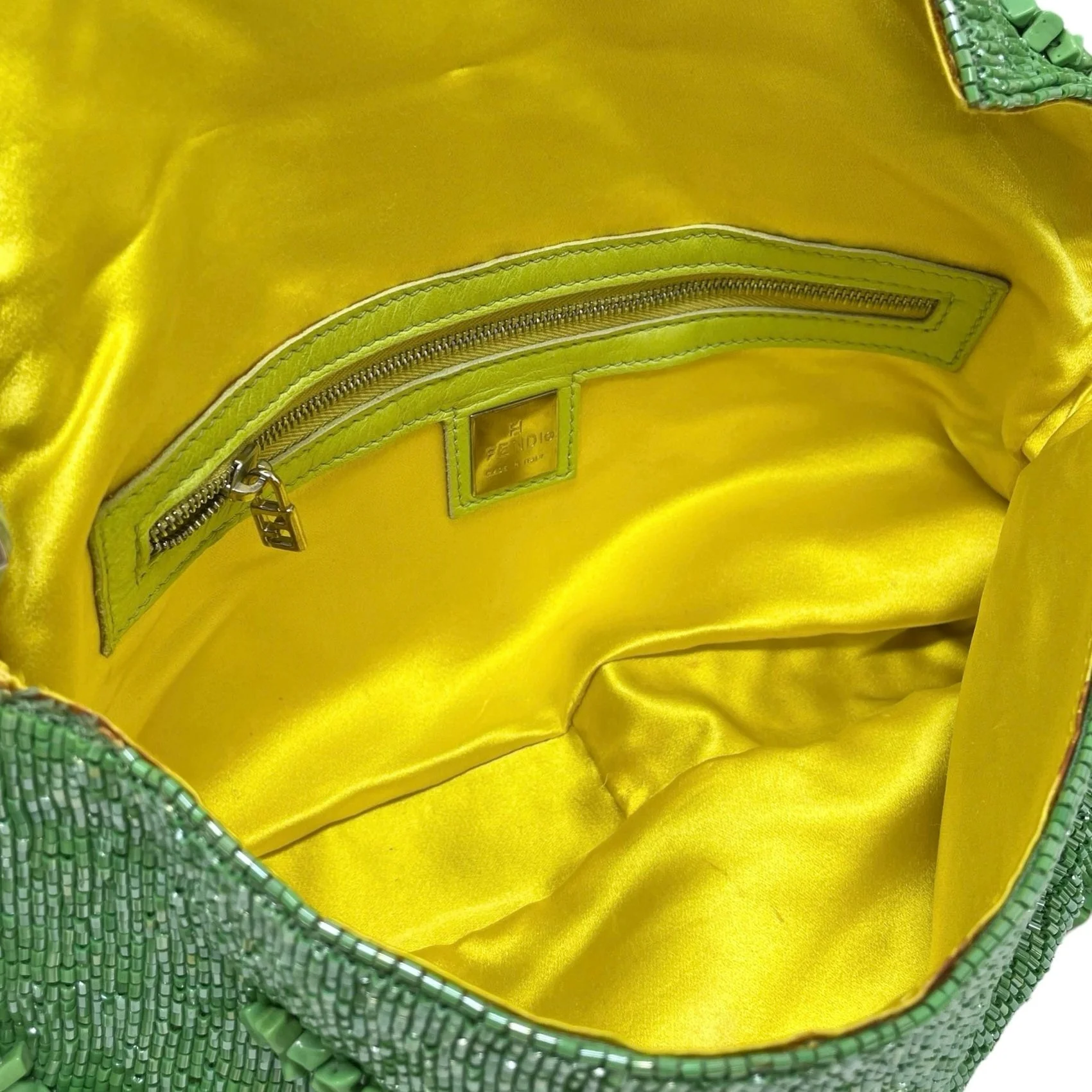 Fendi Green Beaded Rock Baguette Bag - Image 3
