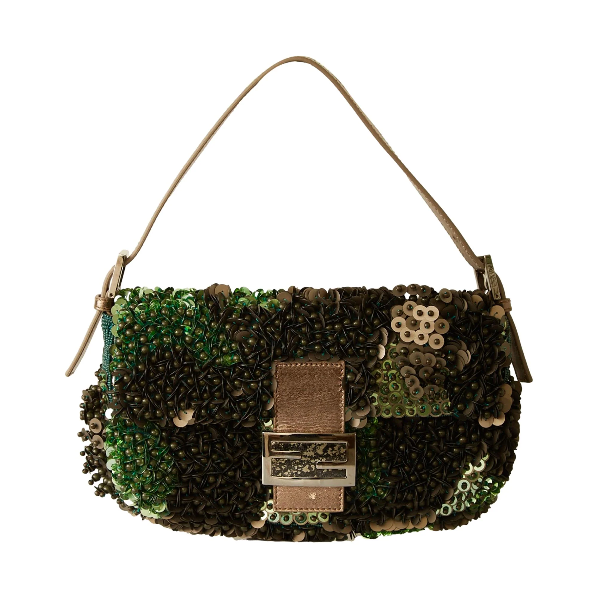 Fendi Green Camo Sequin Baguette Bag - Image 2