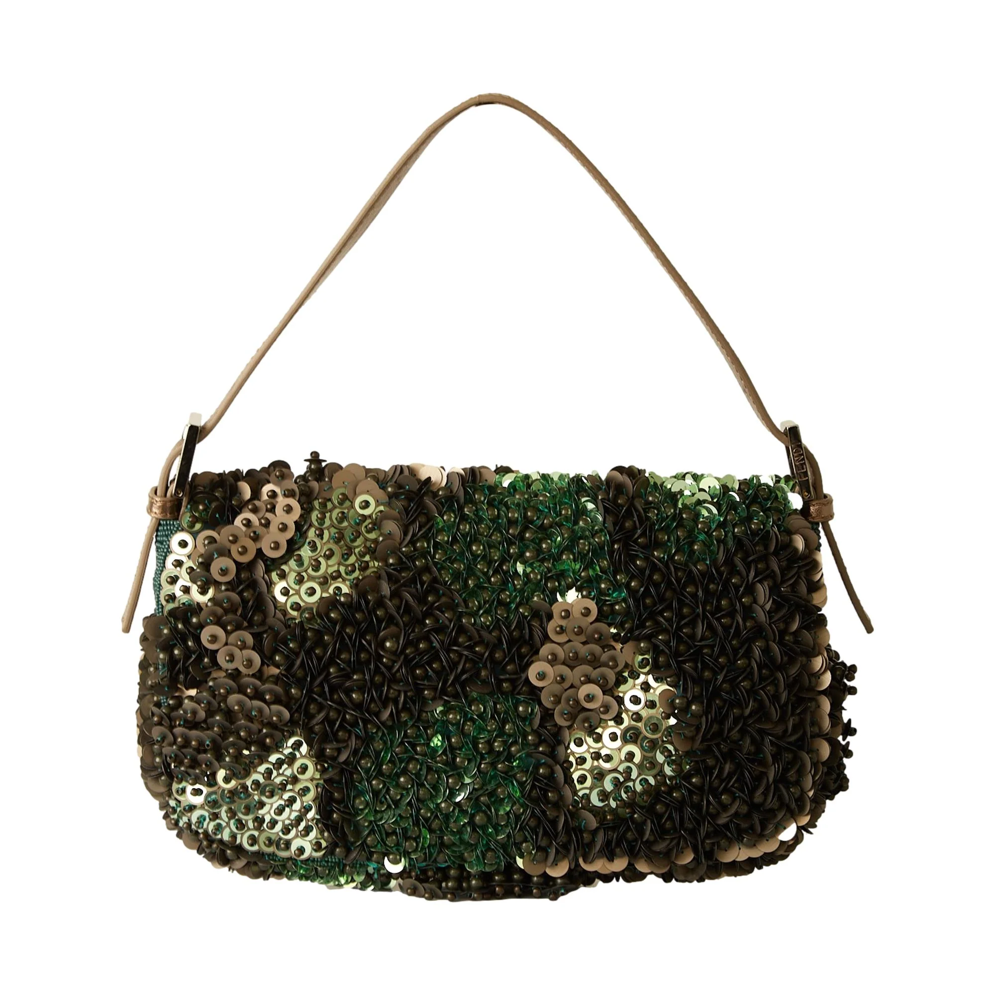 Fendi Green Camo Sequin Baguette Bag - Image 3