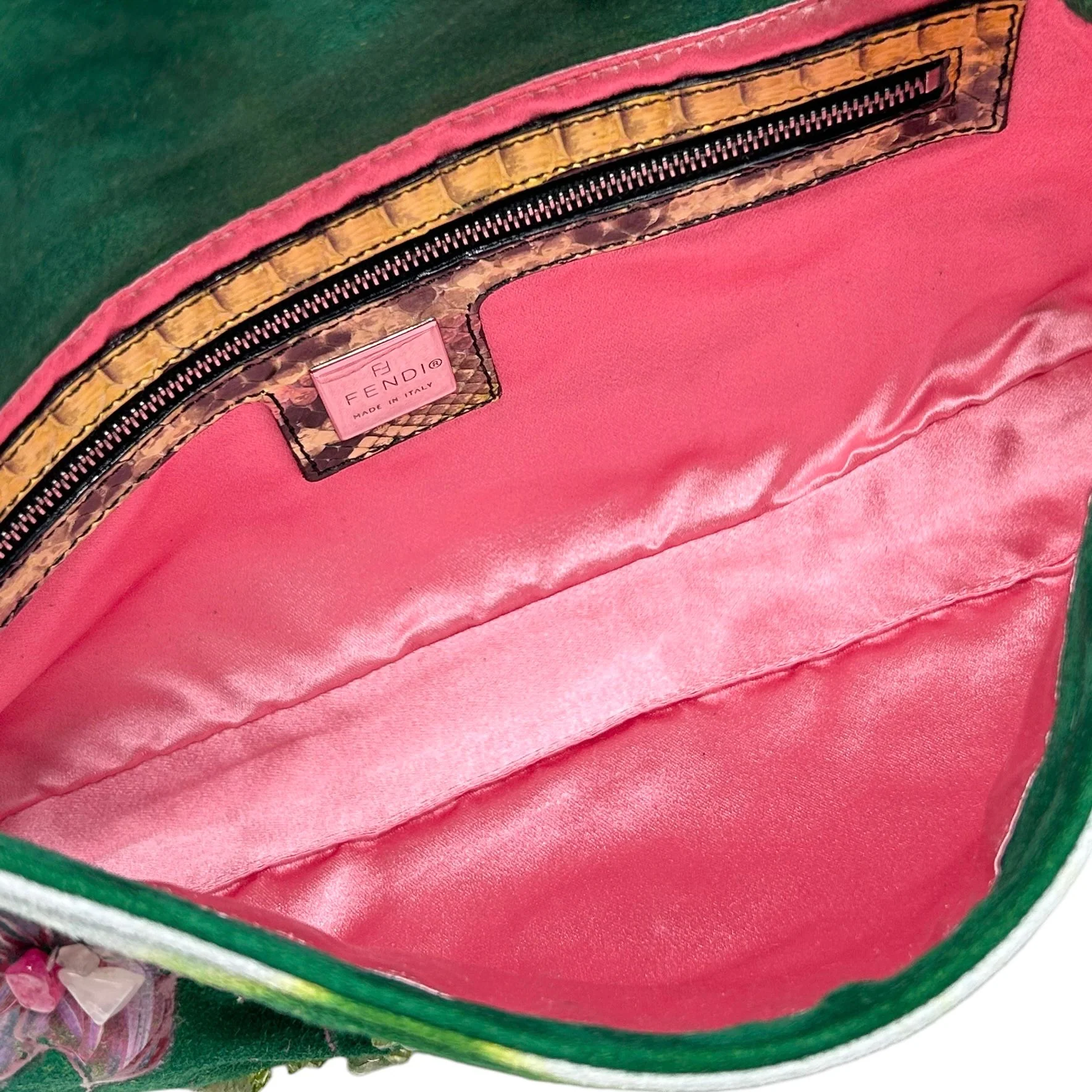 Fendi Green Floral Baguette - Image 3