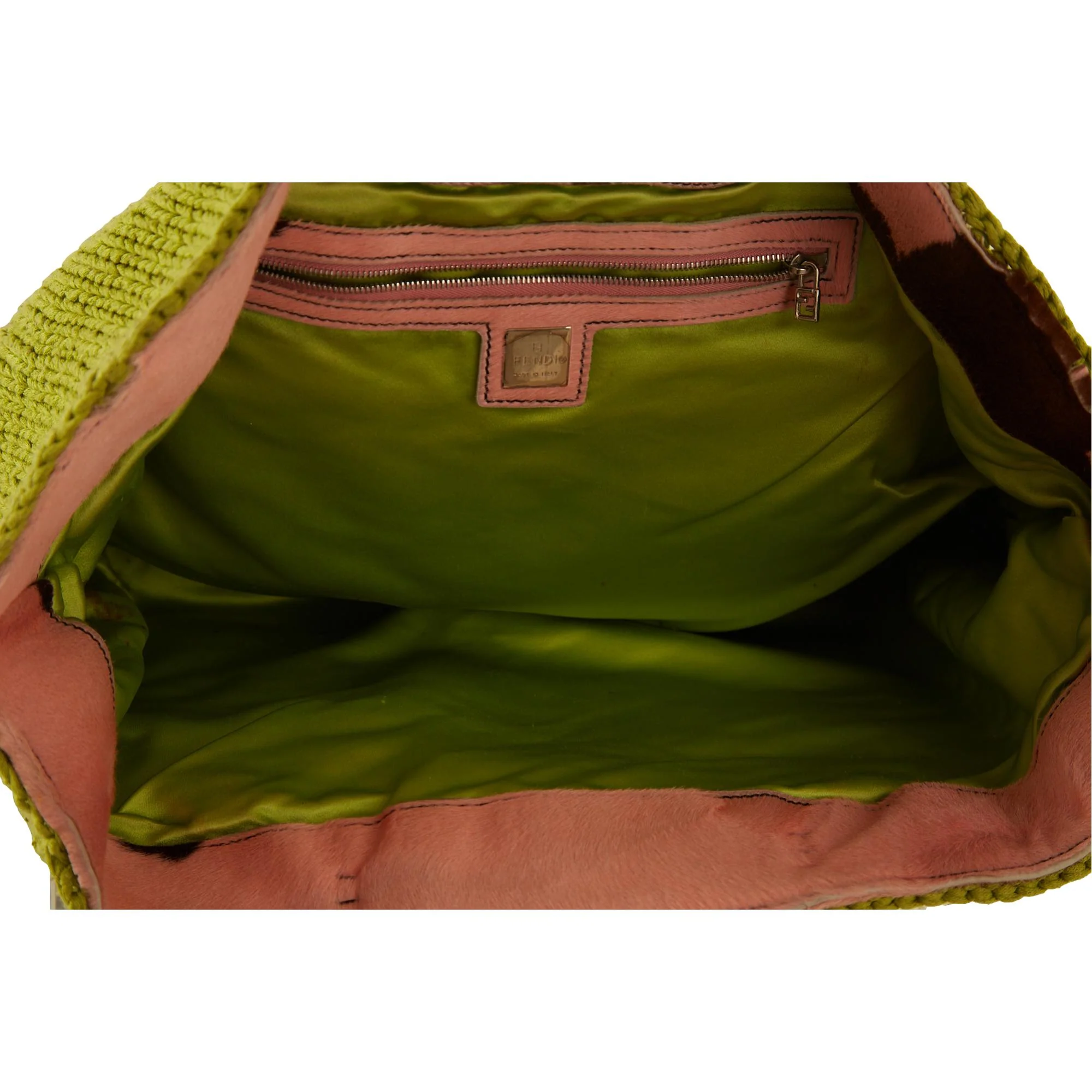 Fendi Green Floral Crochet Jumbo Shoulder Bag - Image 4