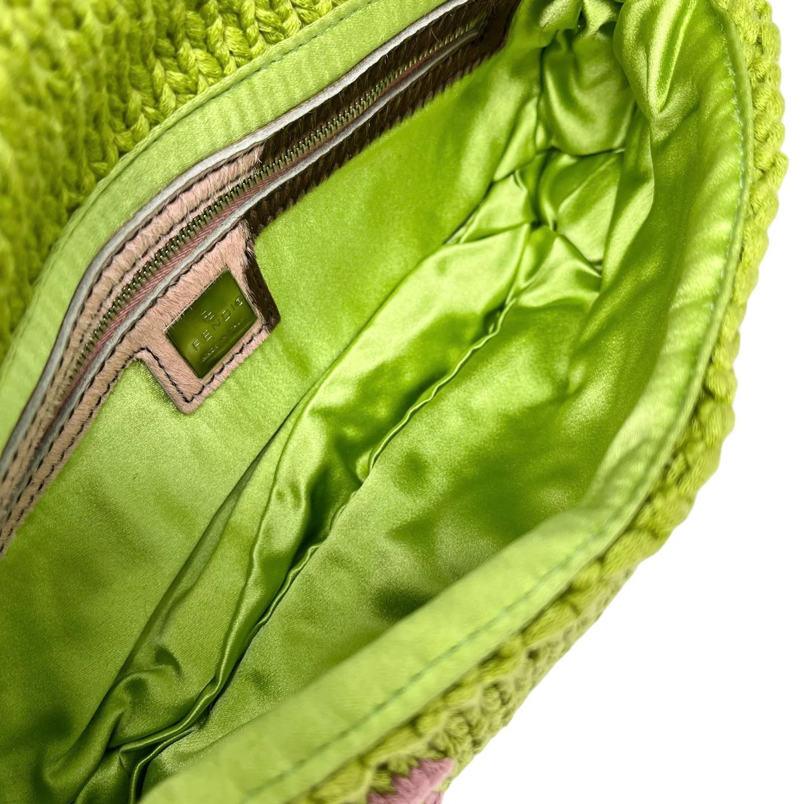 Fendi Green Floral Knit Baguette - Image 3