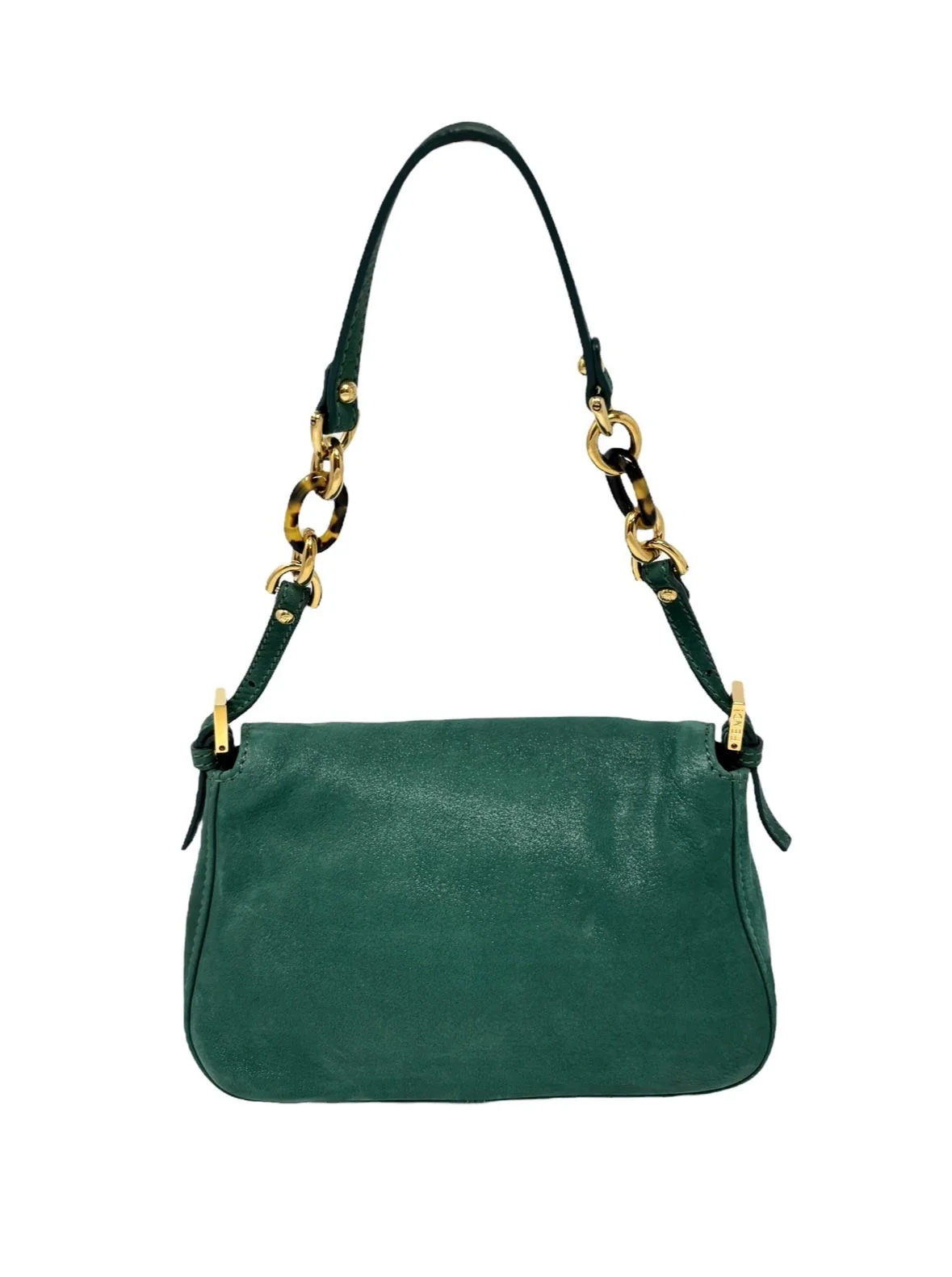 Fendi Green Leather Mini Mamma Baguette Bag - Image 2