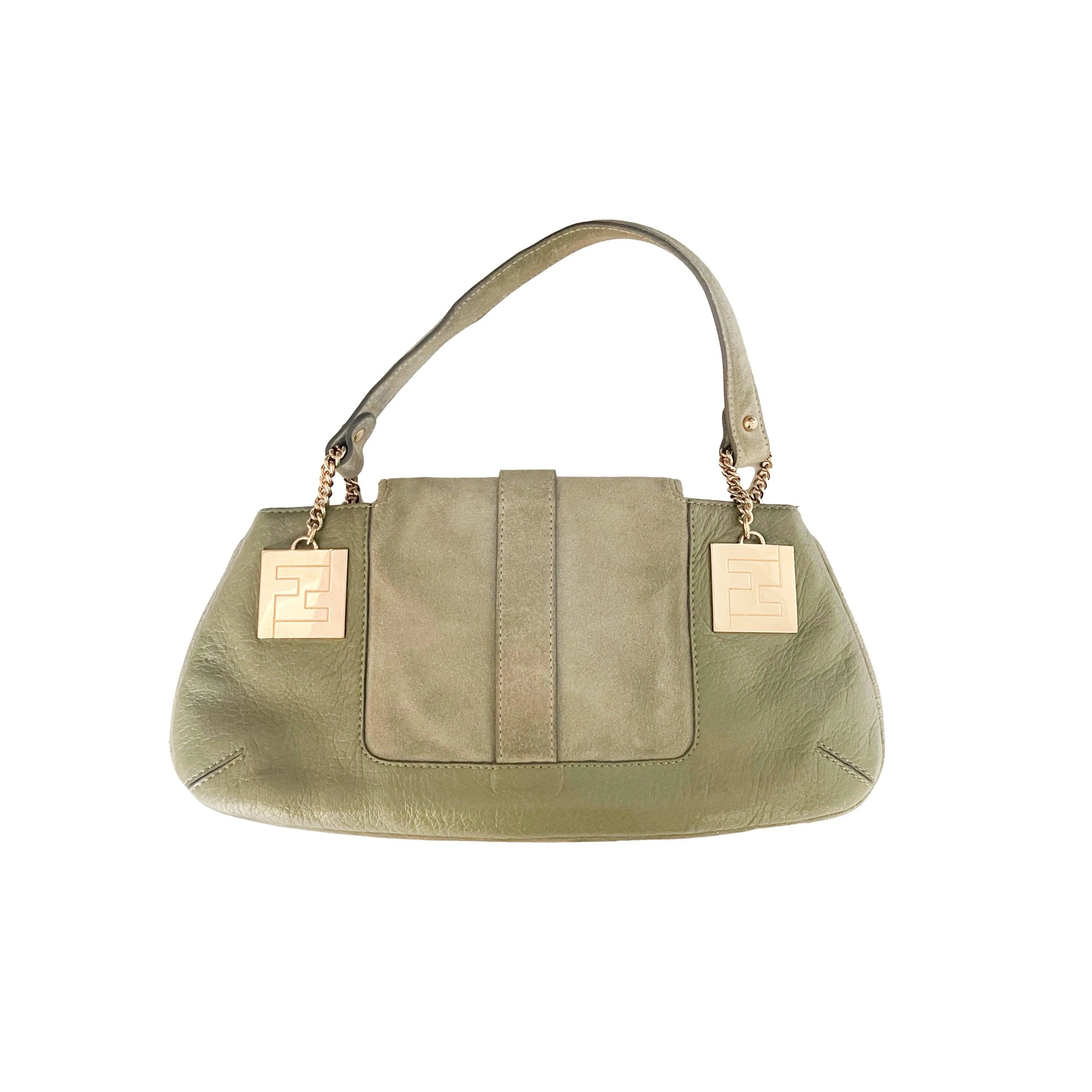 Fendi Green Mixed Media Shoulder Bag - Image 2