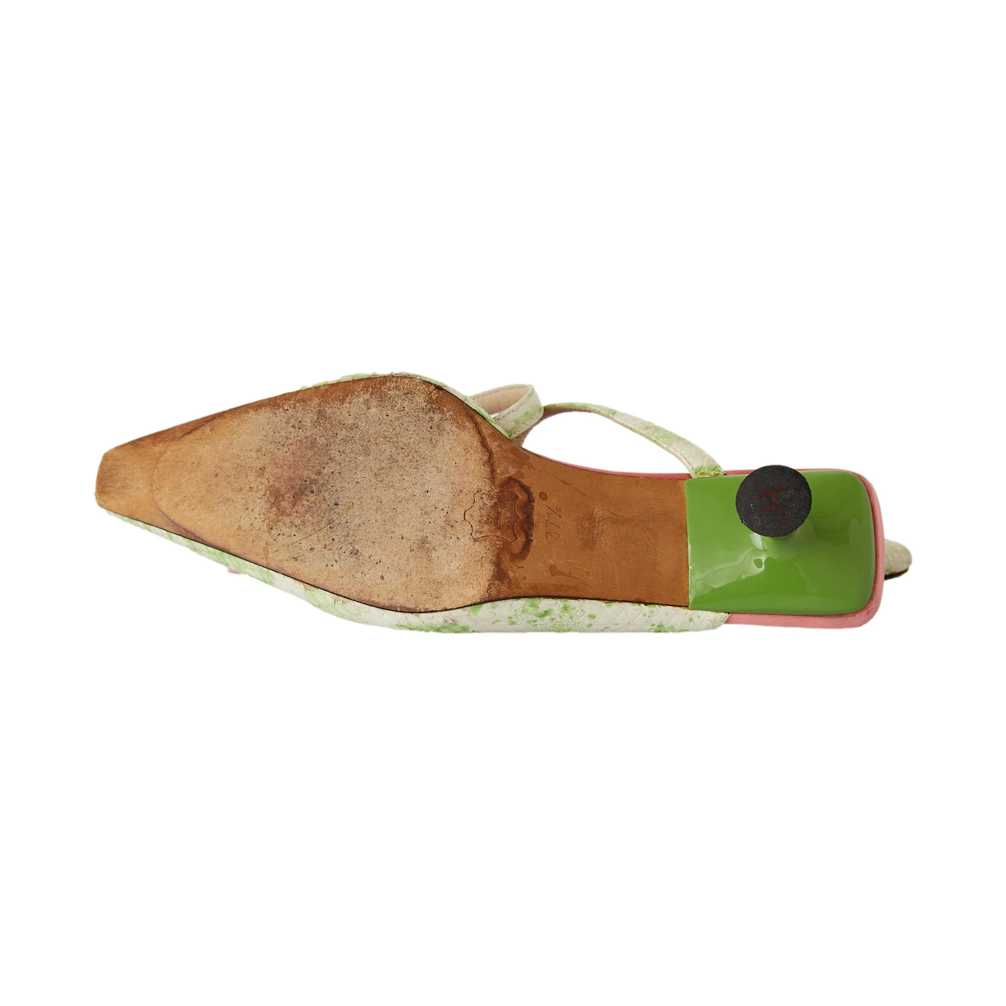 Fendi Green Snakeskin Kitten Heels - Image 3
