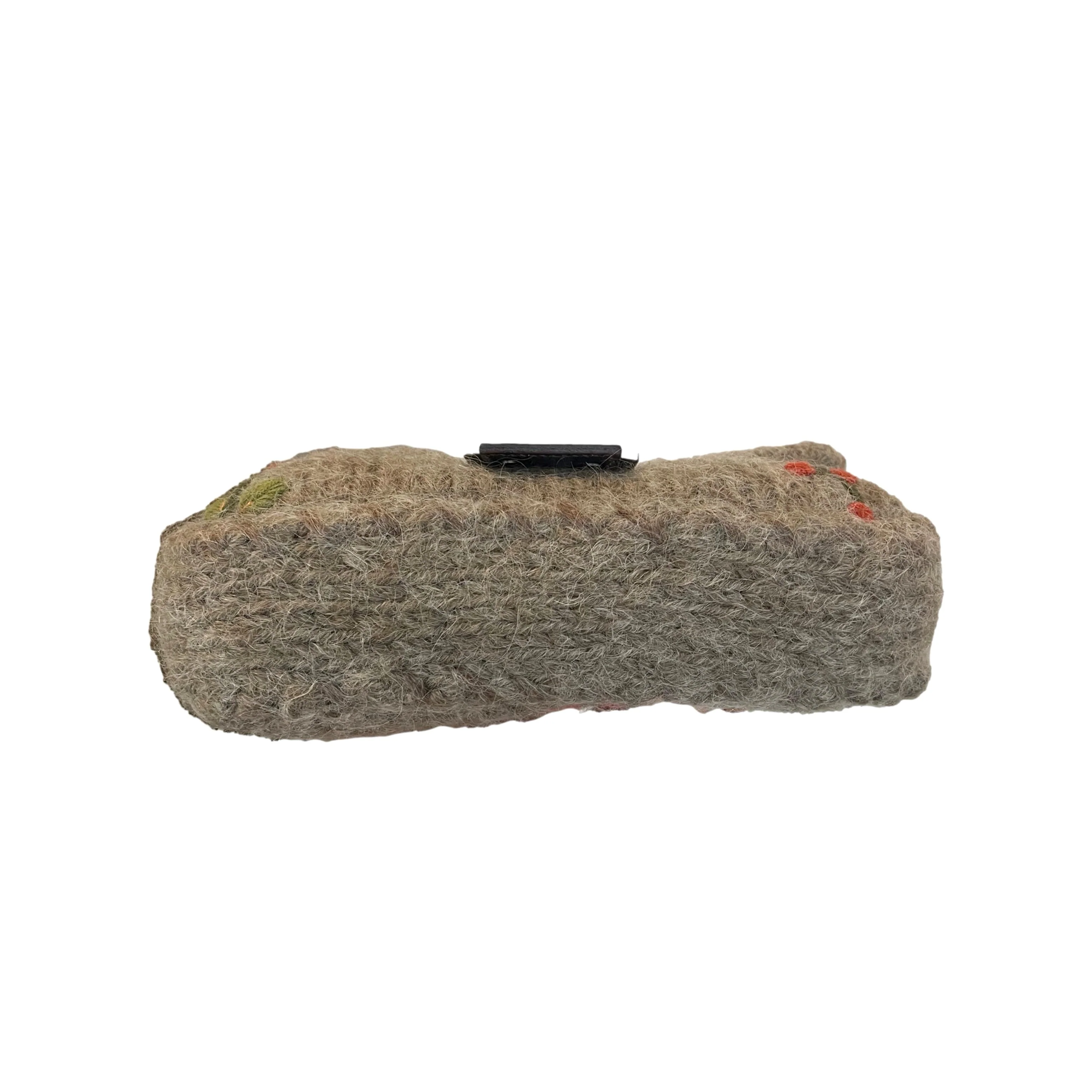 Fendi Grey Floral Wool Baguette - Image 3
