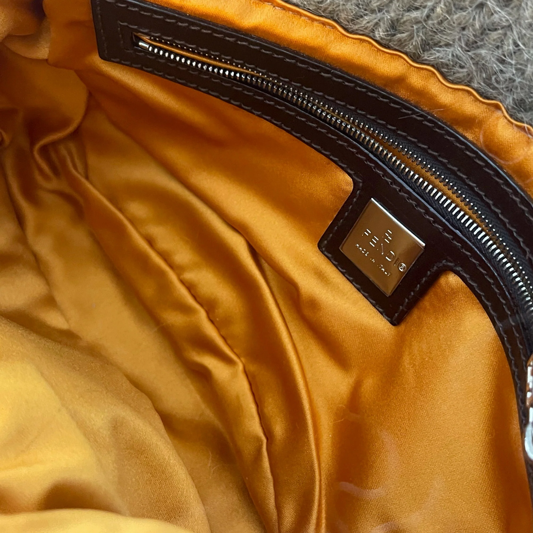 Fendi Grey Floral Wool Baguette - Image 4