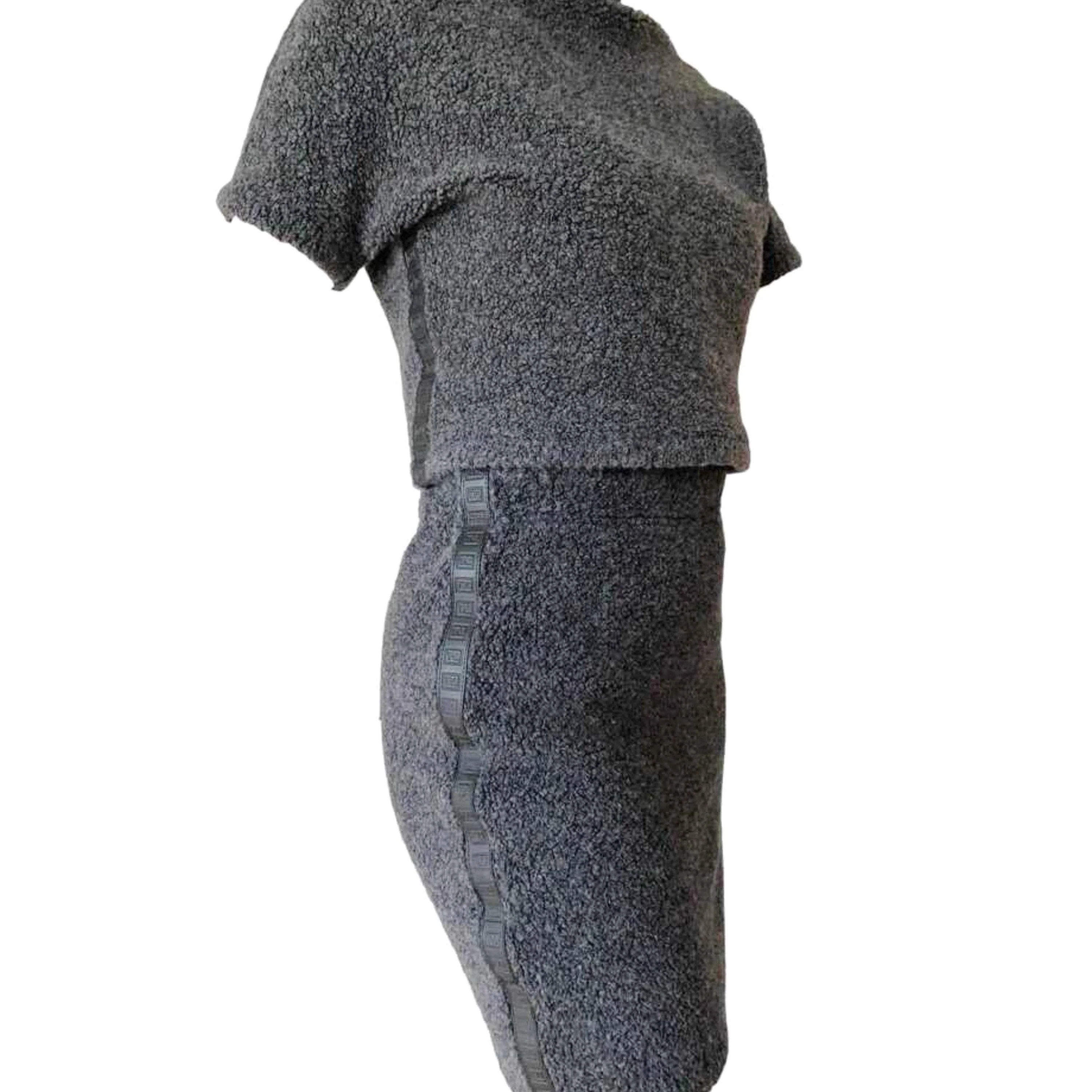 Fendi Grey Fuzzy Logo Skirt Set - Image 3