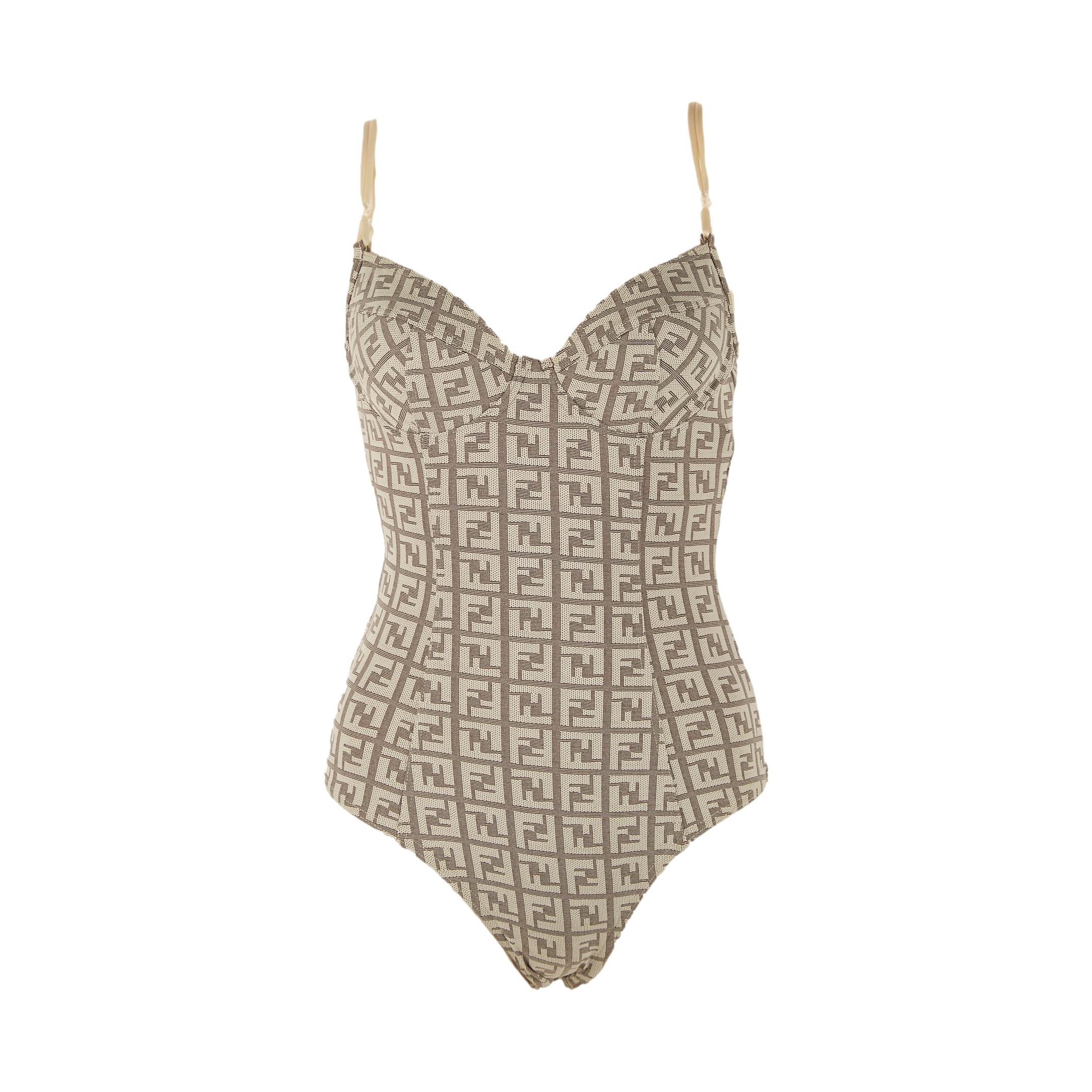 Fendi Grey Logo One Piece