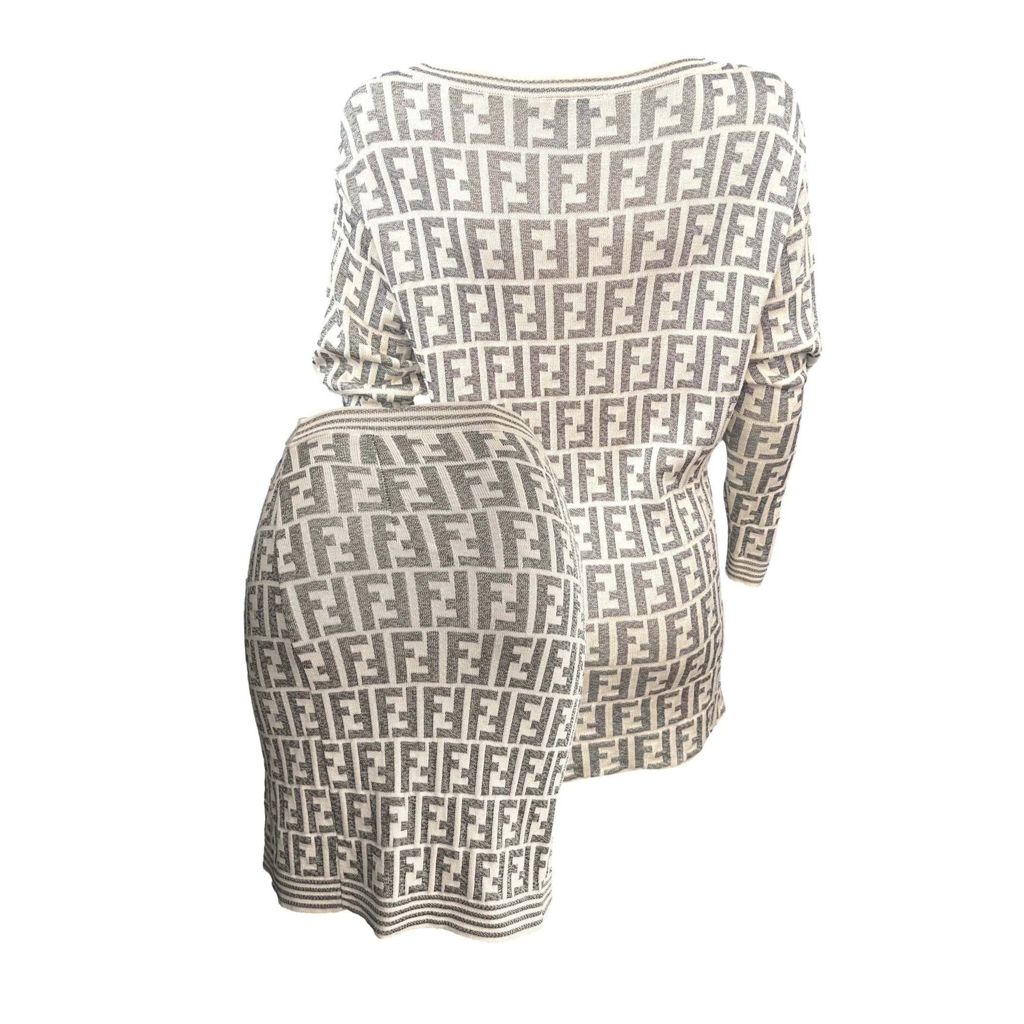 Fendi Grey Logo Skirt Set - Image 2