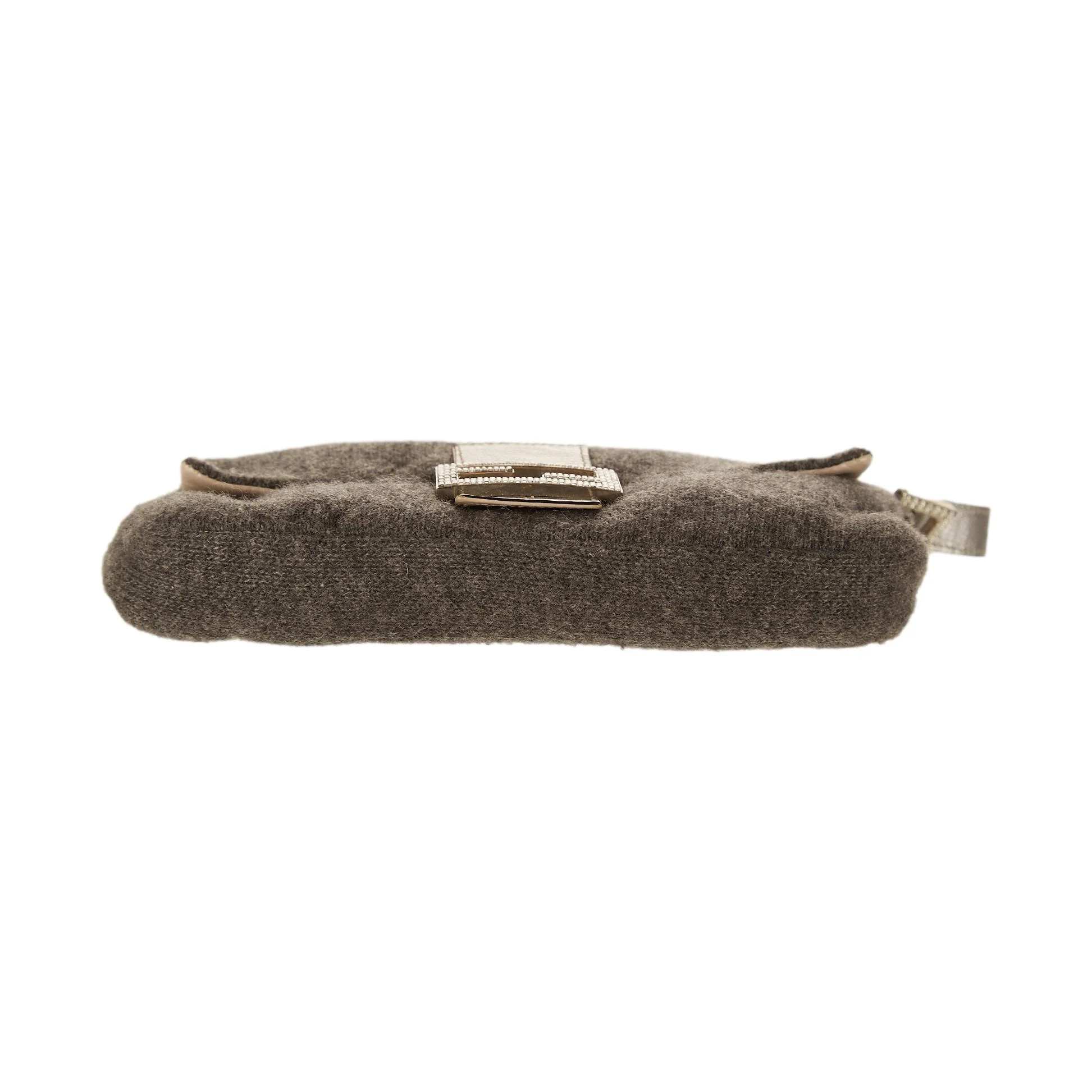 Fendi Grey Wool Rhinestone Baguette - Image 3