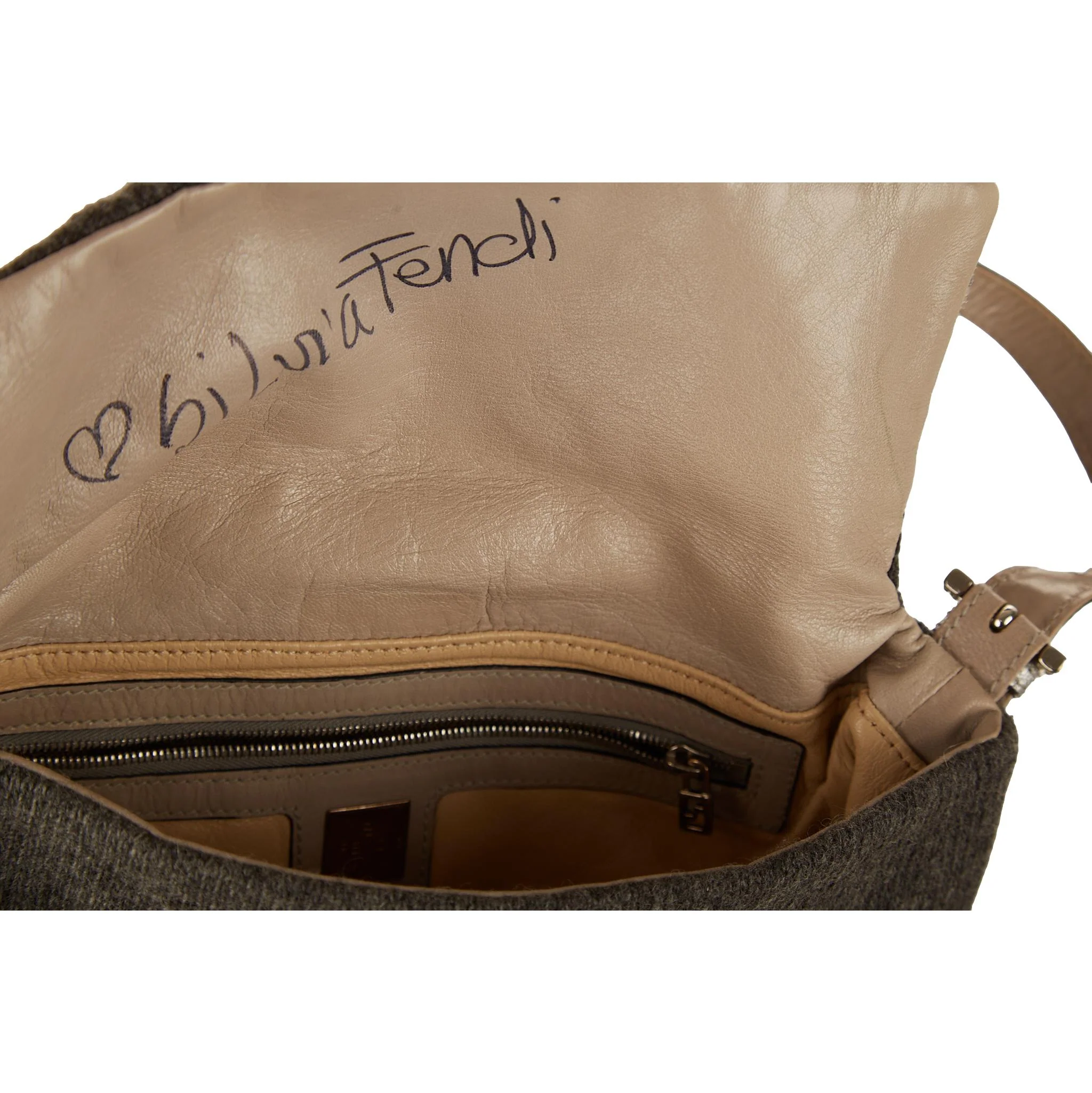 Fendi Grey Wool Rhinestone Baguette - Image 4