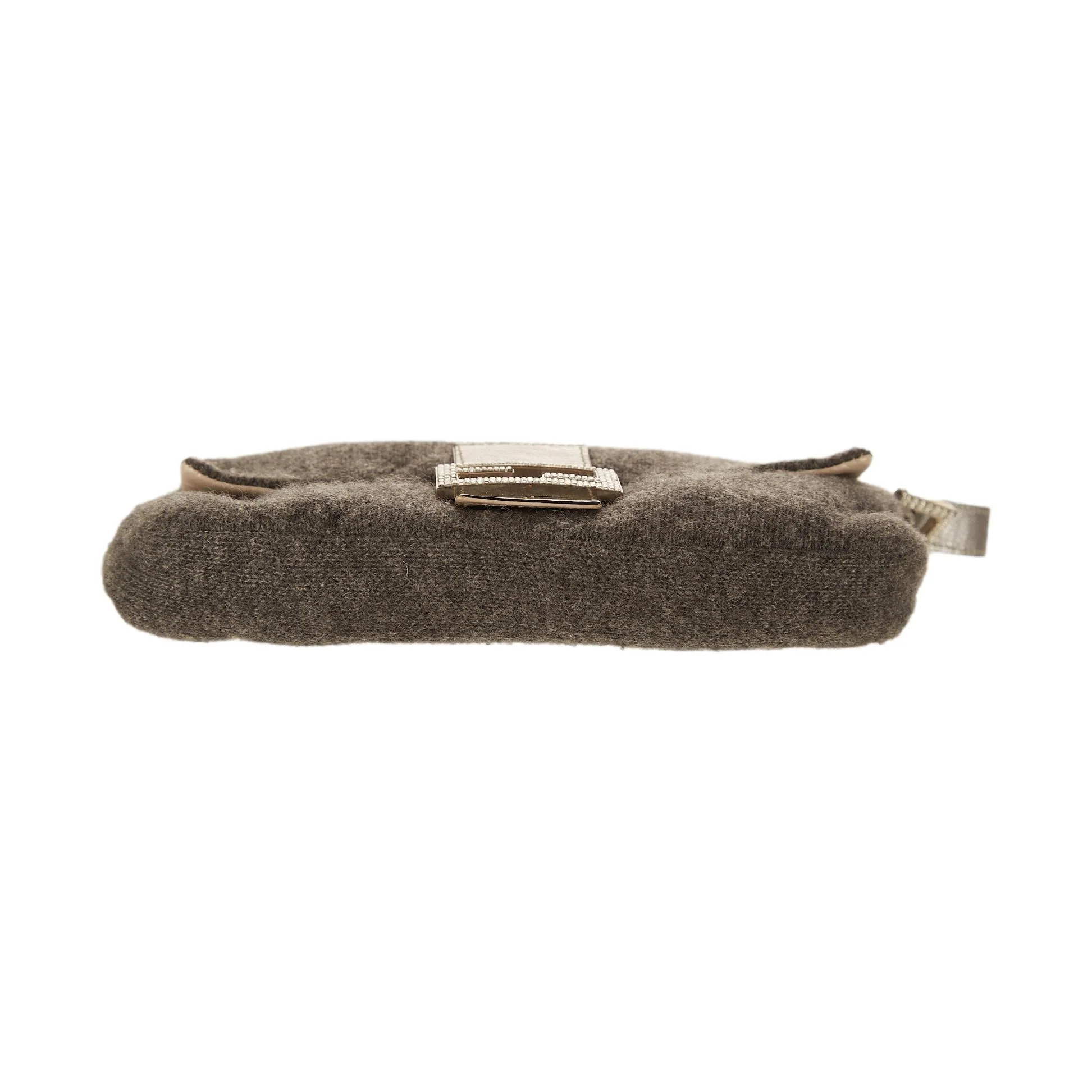 Fendi Grey Wool Rhinestone Baguette - Image 3