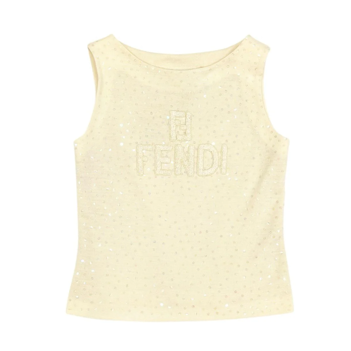 Fendi Ivory Logo Knit Tank Top