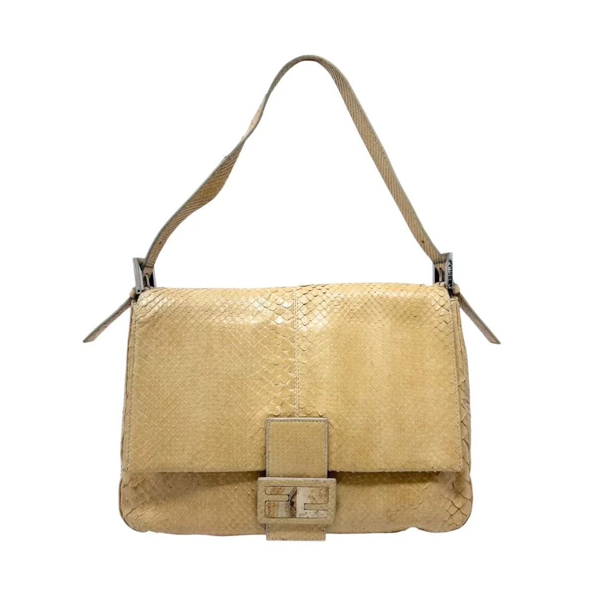Fendi Ivory Snakeskin Mamma Baguette Bag