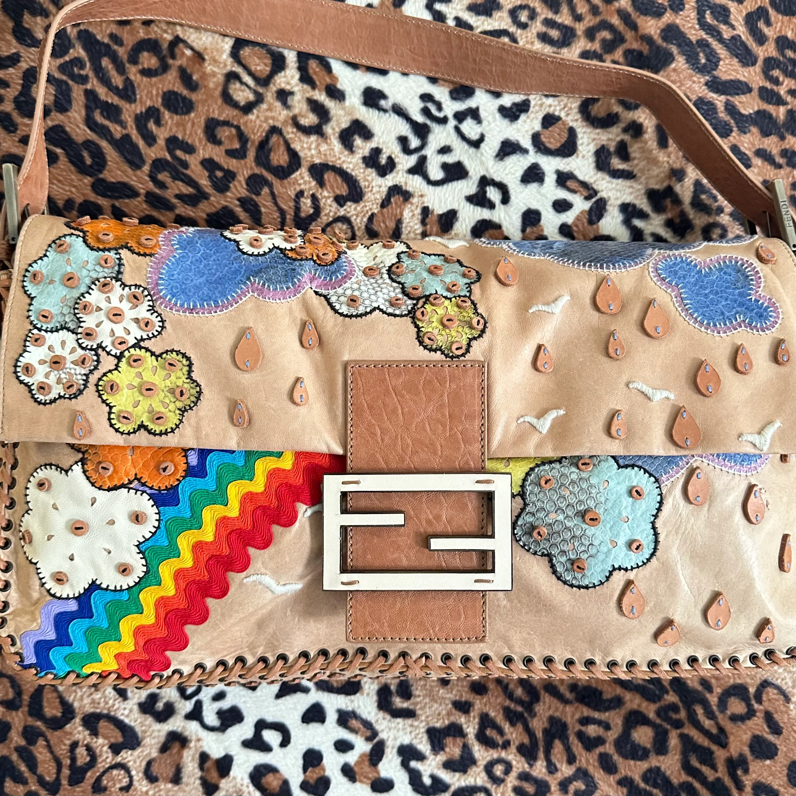 Fendi Jumbo Embroidered 2way Baguette