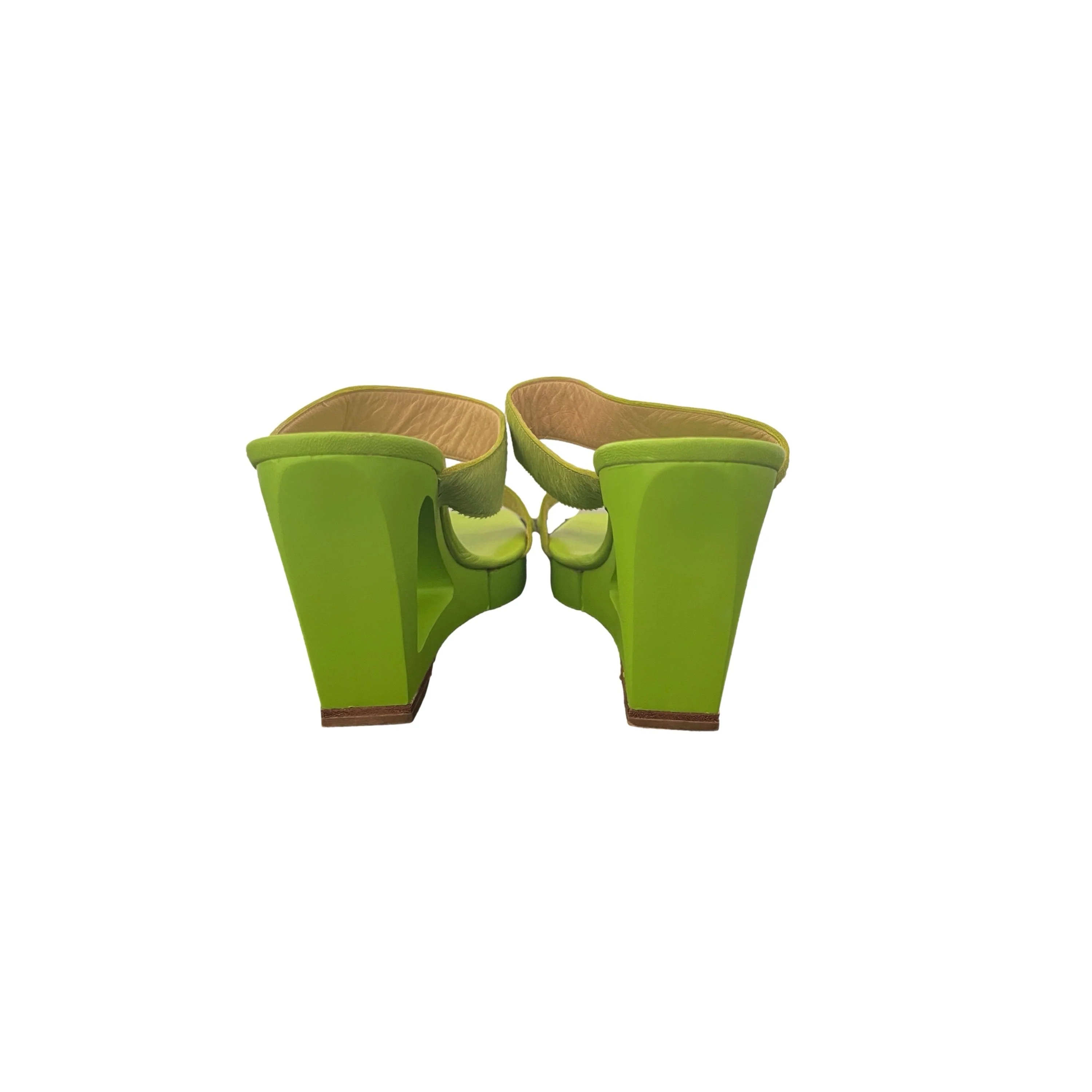 Fendi Lime Green Calf Hair Heels - Image 2