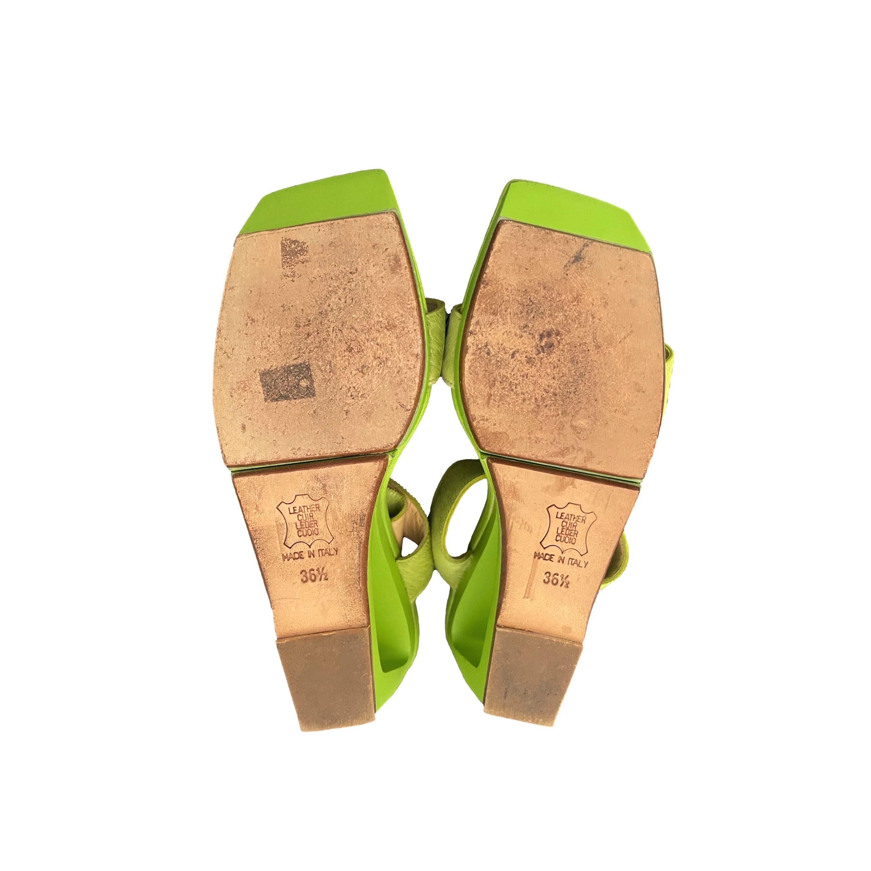 Fendi Lime Green Calf Hair Heels - Image 3