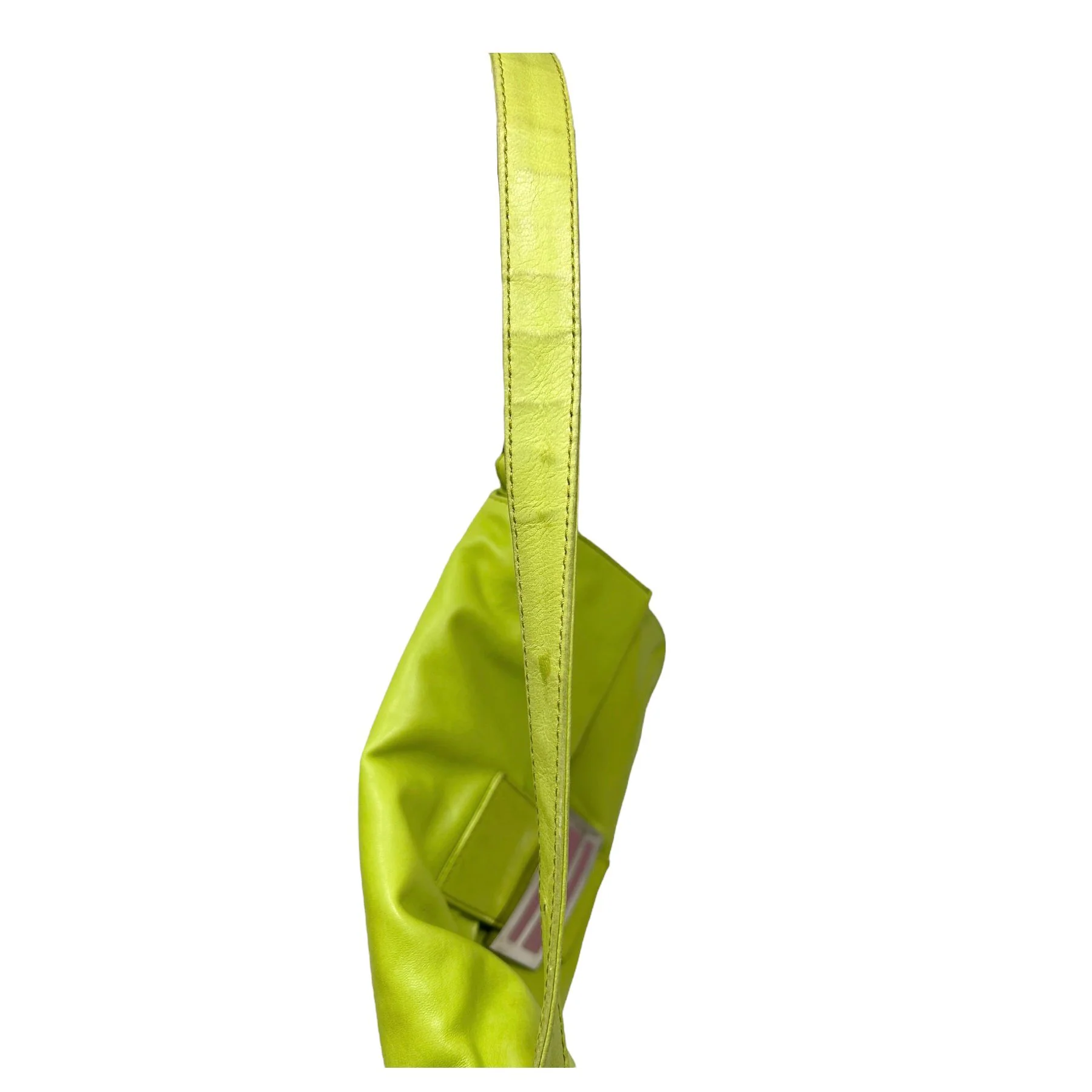 Fendi Lime Green Leather Baguette Bag - Image 4