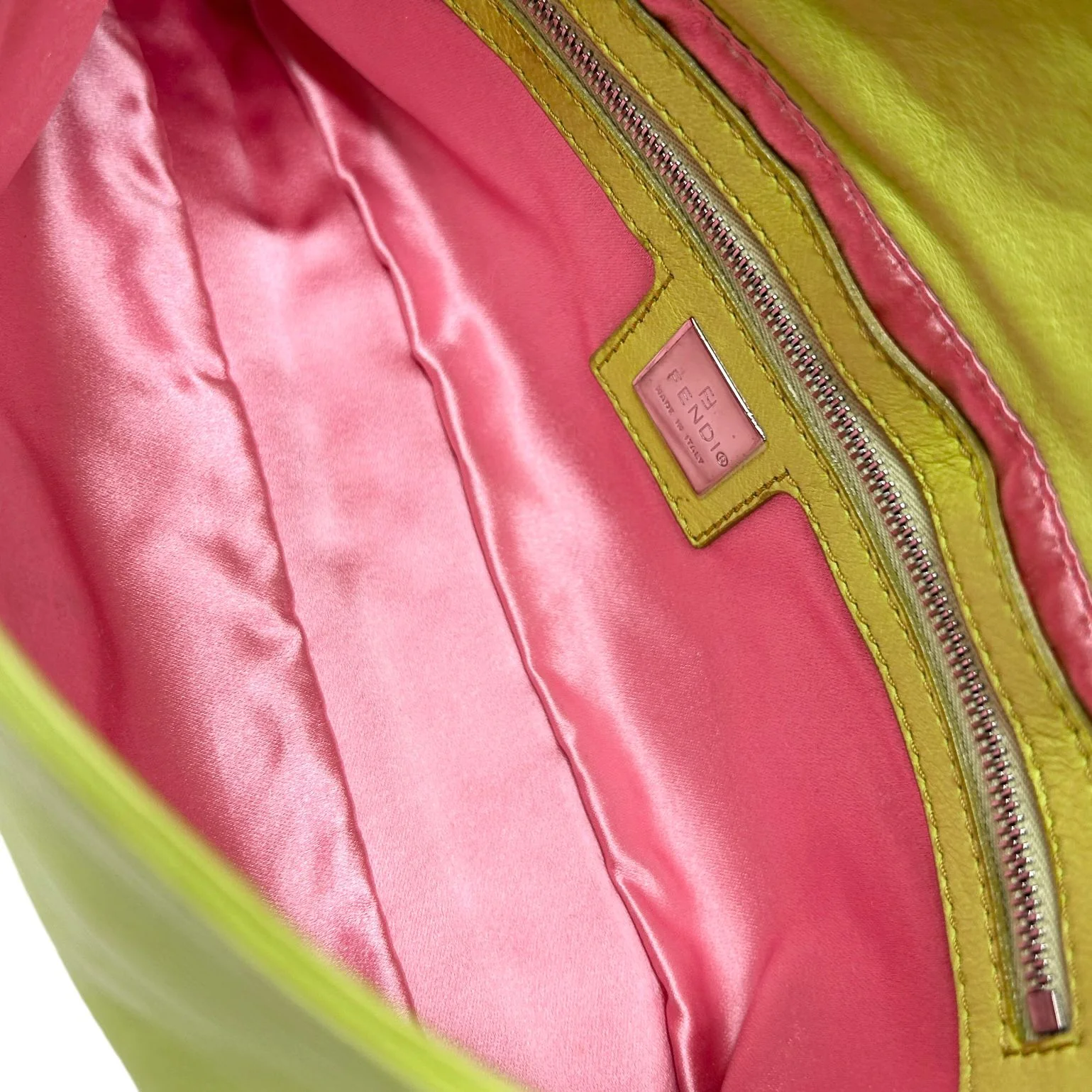 Fendi Lime Green Leather Baguette Bag - Image 5