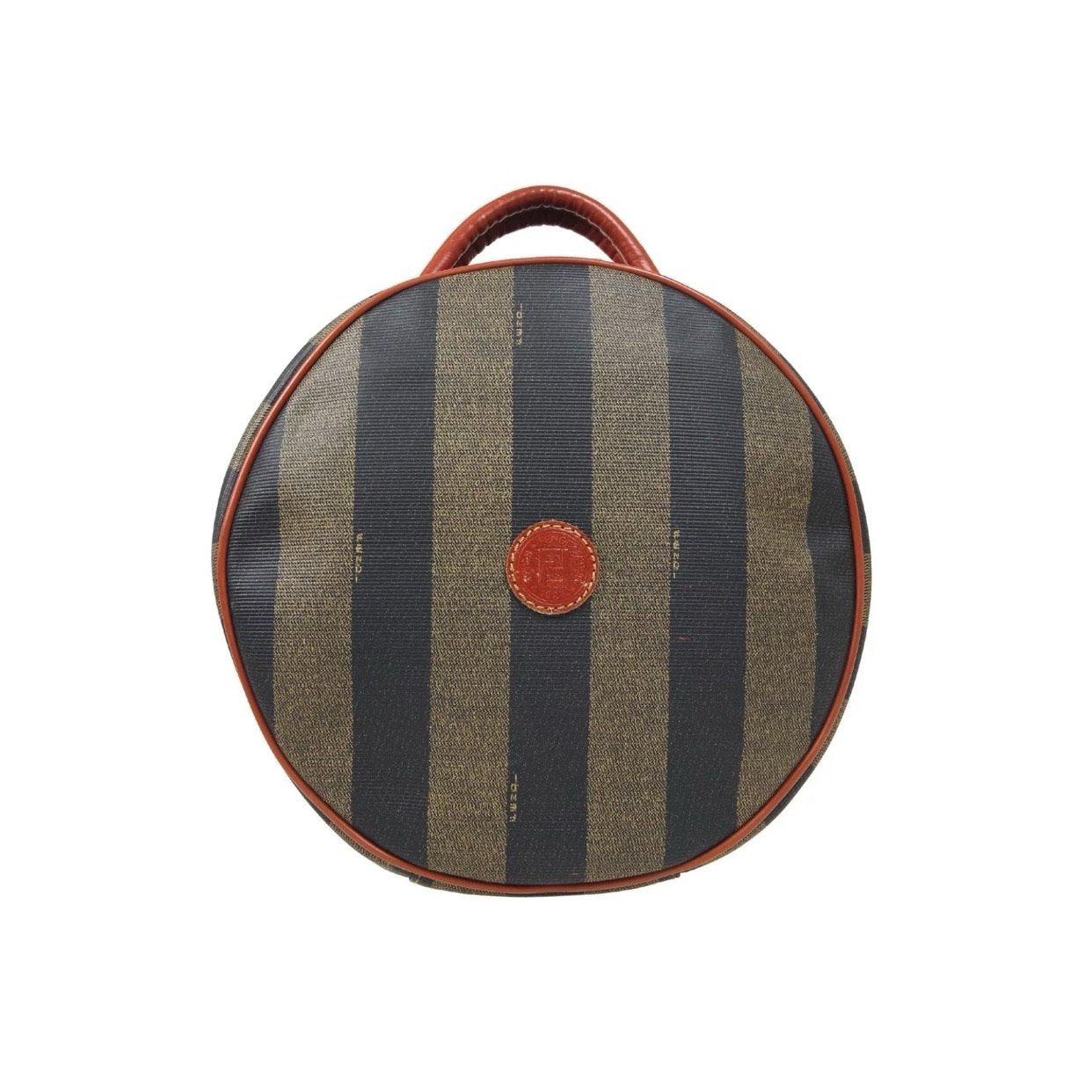 Fendi Logo Striped Two-Way Round Bag