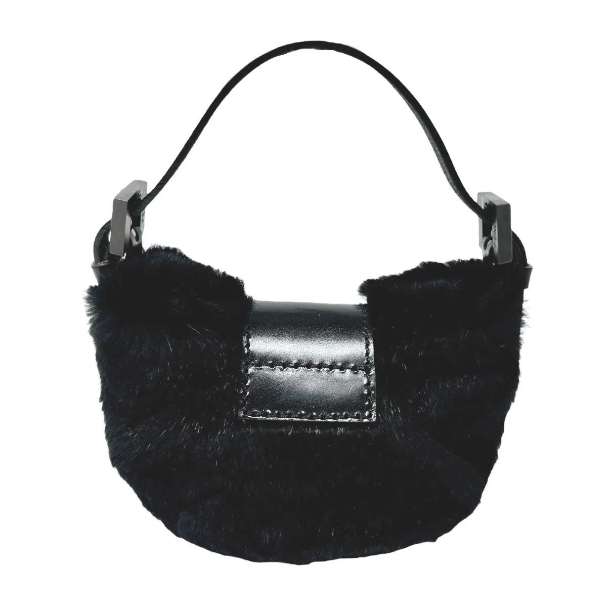 Fendi Mini Black Fur Croissant Bag - Image 2