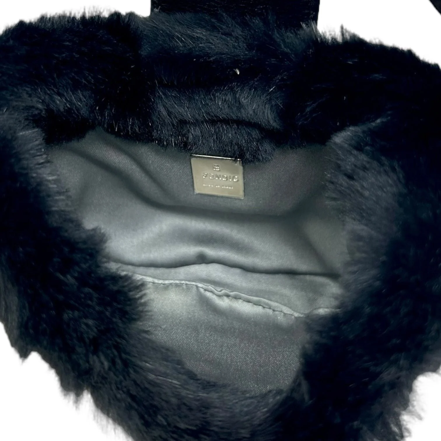 Fendi Mini Black Fur Croissant Bag - Image 3