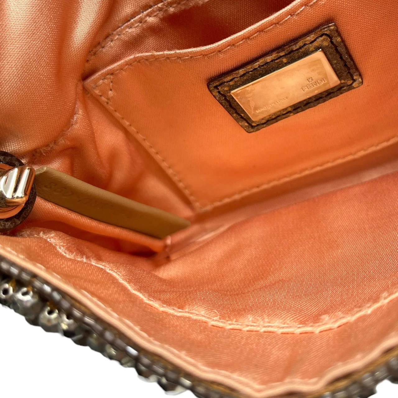 Fendi Mini Brown Beaded Baguette Bag - Image 3