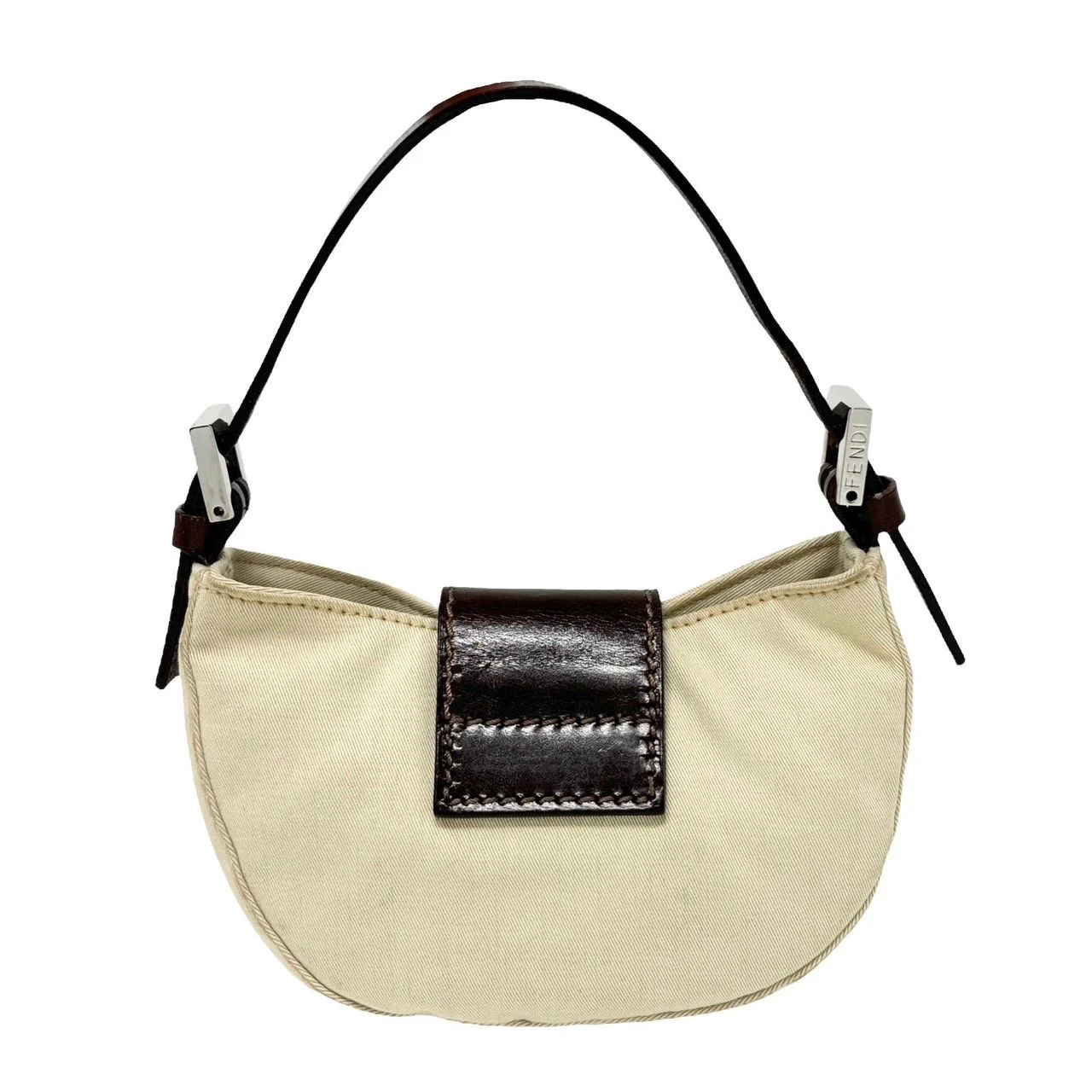 Fendi Mini Natural Canvas Croissant Bag - Image 2