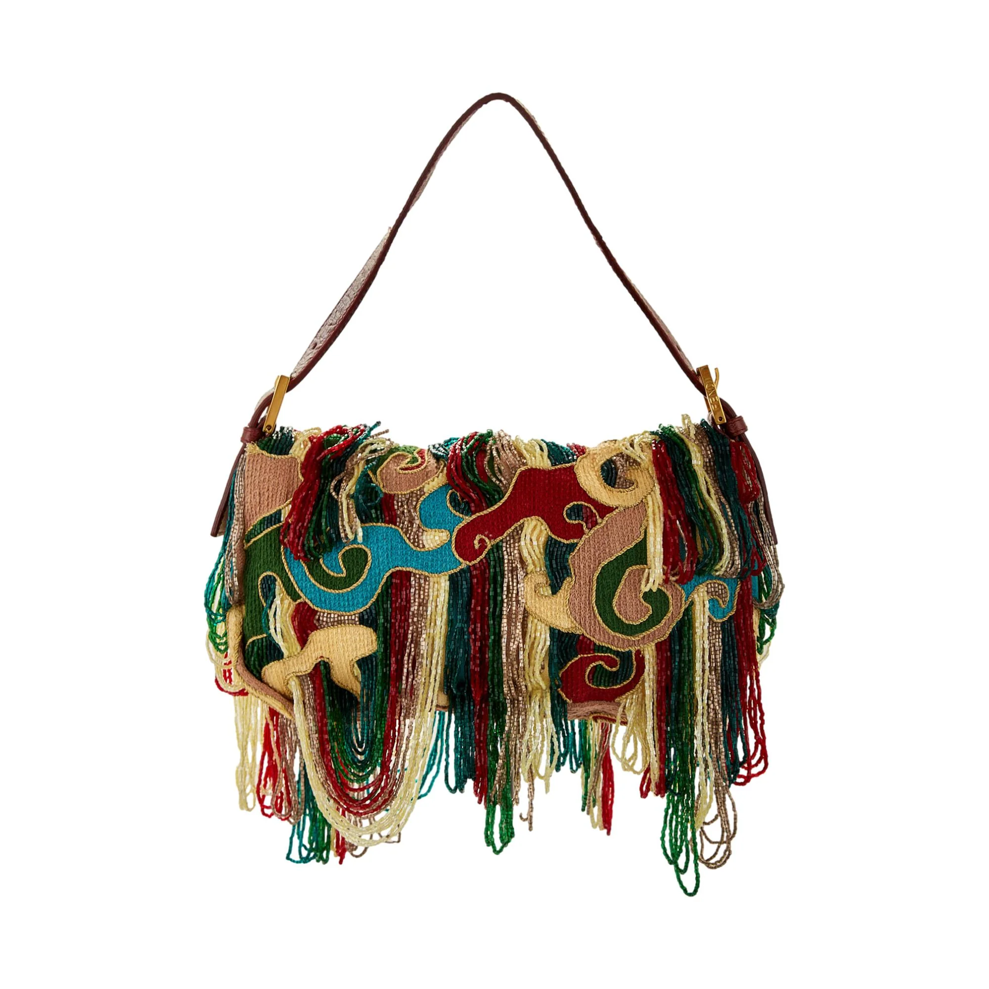 Fendi Multicolor Beaded Fringe Baguette - Image 2