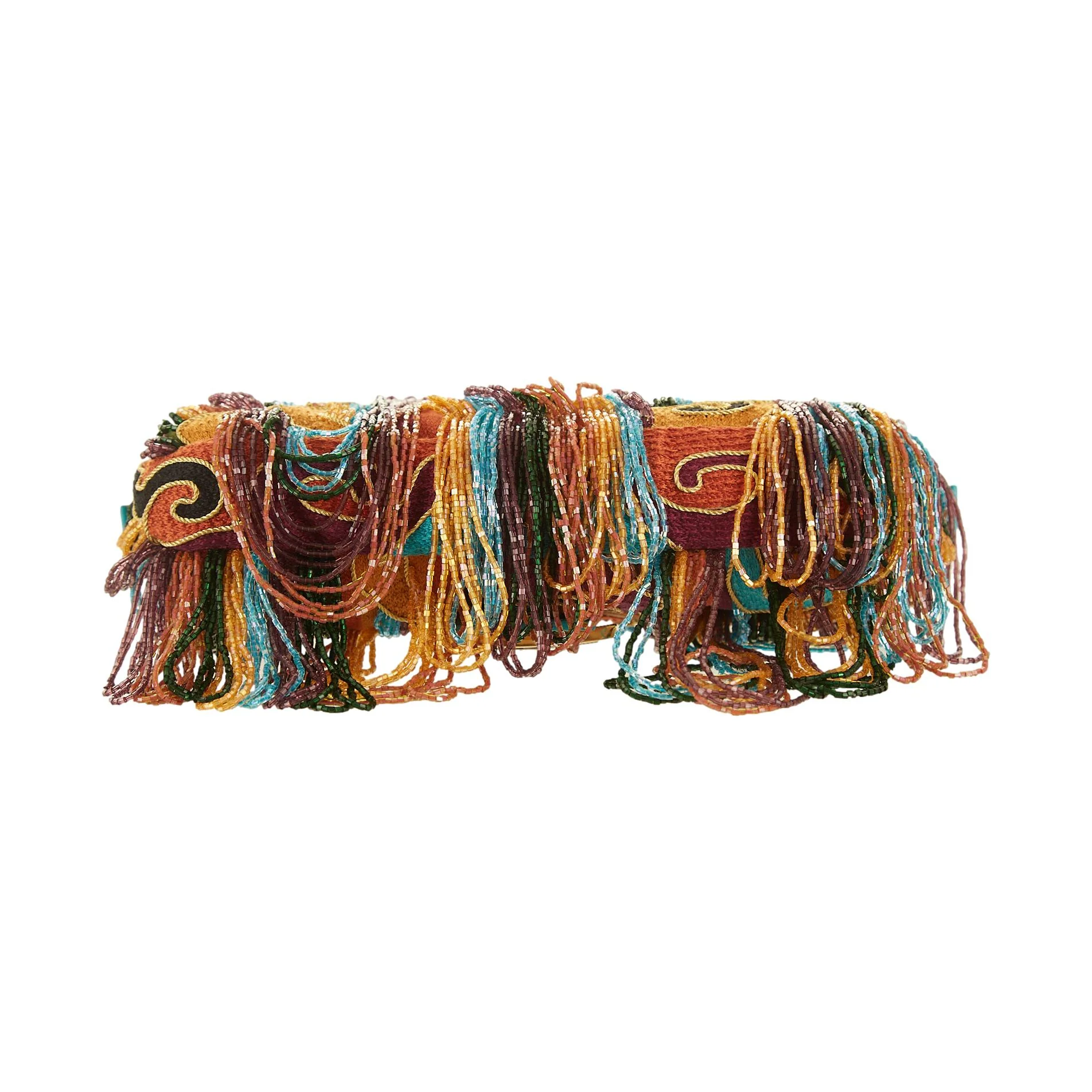 Fendi Multicolor Beaded Wave Print Fringe Baguette - Image 3