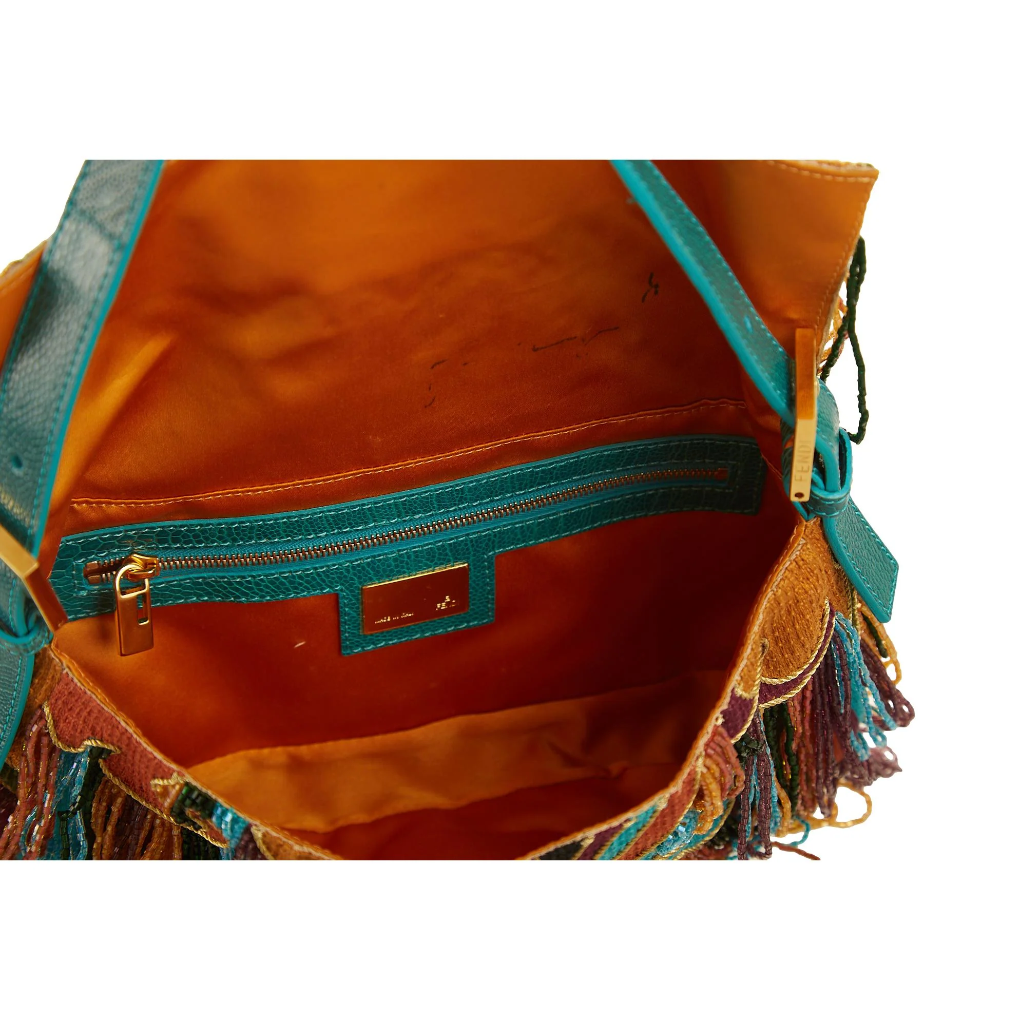 Fendi Multicolor Beaded Wave Print Fringe Baguette - Image 4