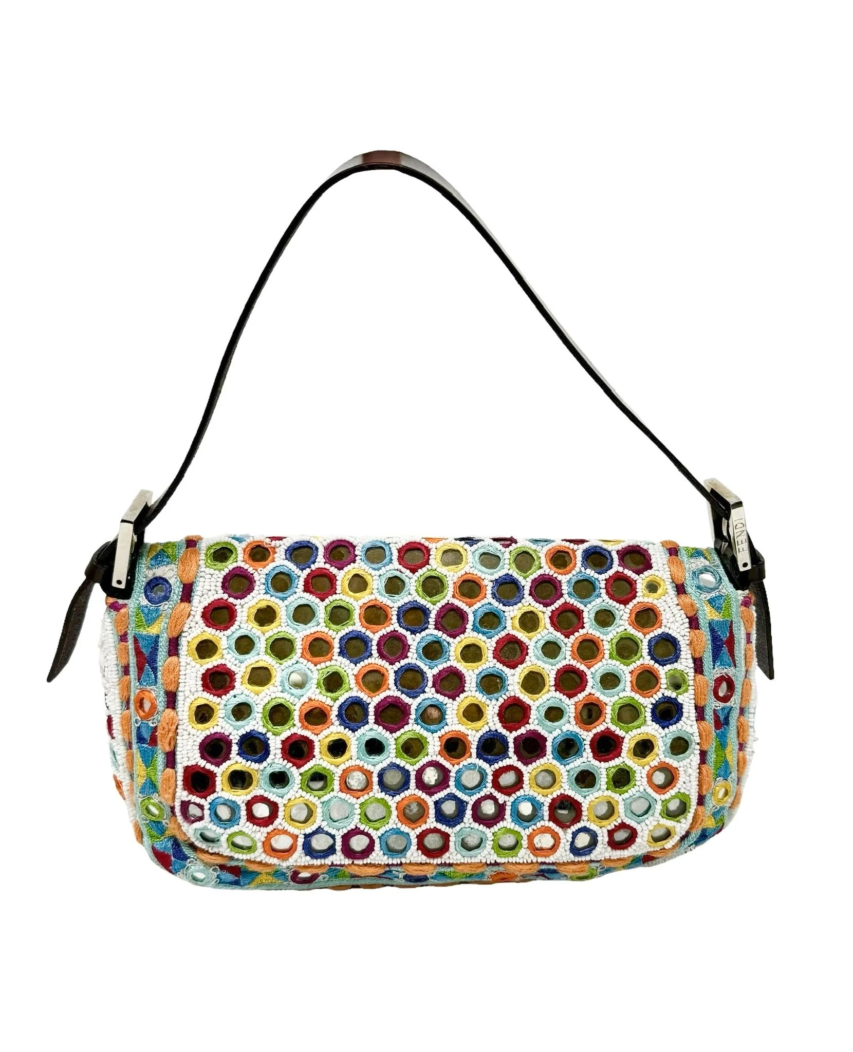 Fendi Multicolor Beaded Mirror Baguette Bag - Image 2
