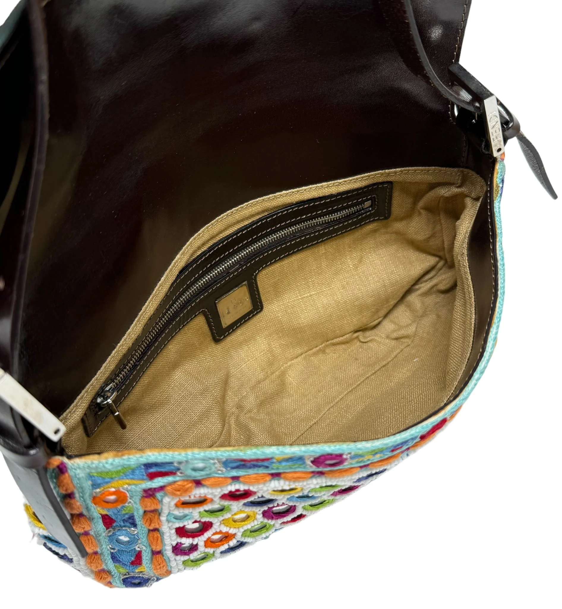 Fendi Multicolor Beaded Mirror Baguette Bag - Image 3
