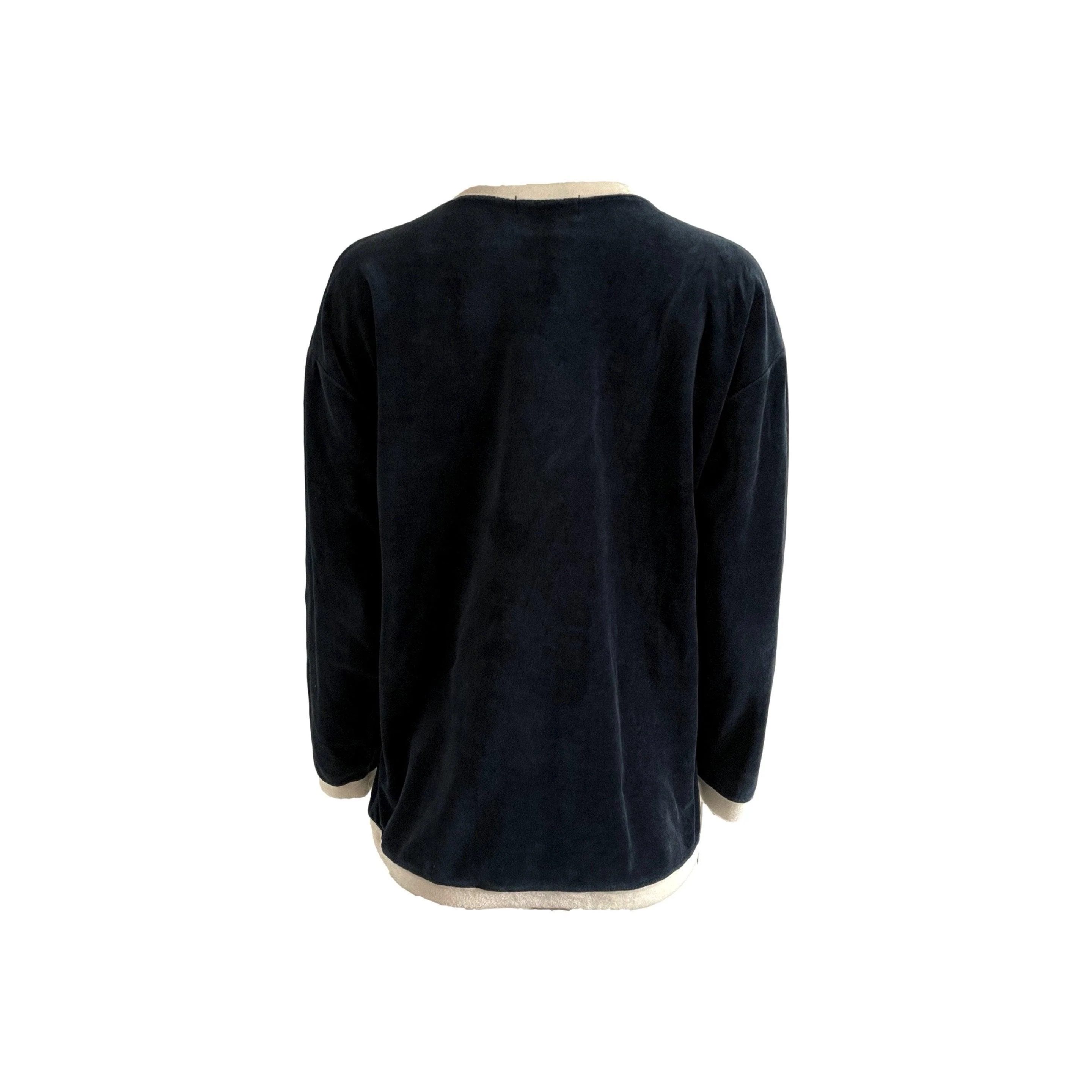 Fendi Navy Logo Velour Top - Image 2