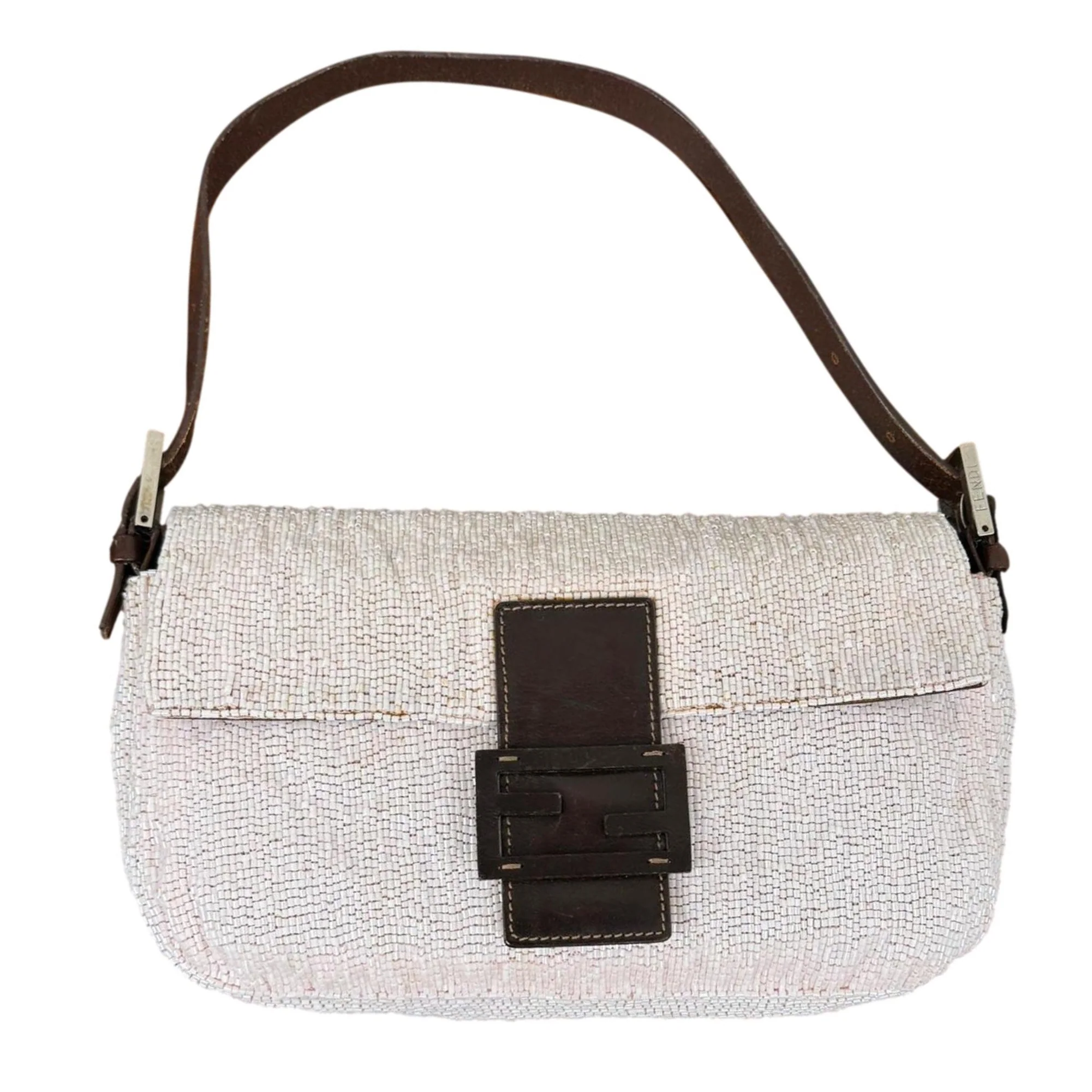 Fendi Nude Beaded Baguette
