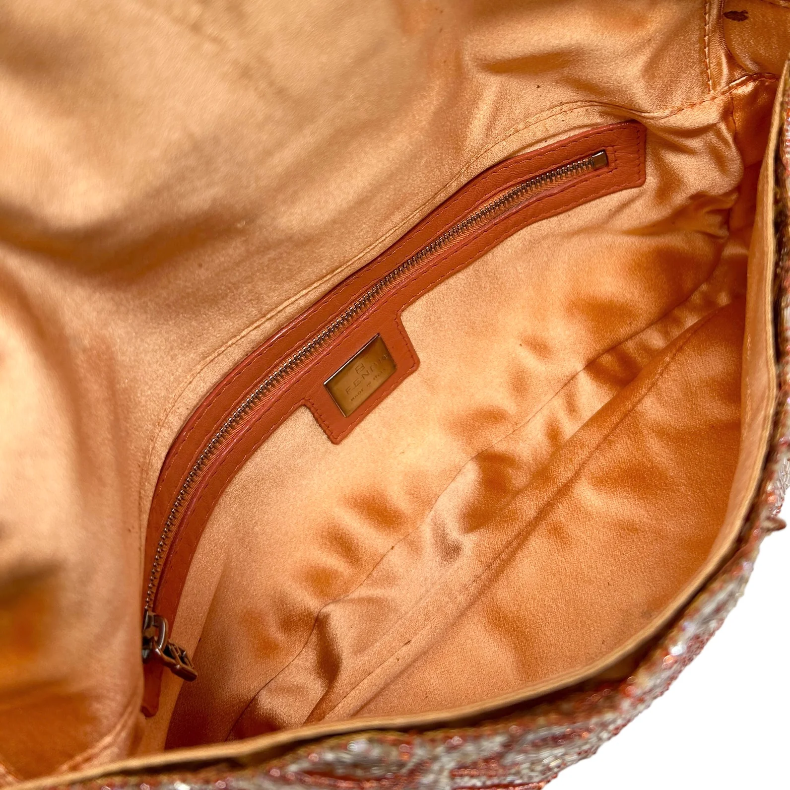 Fendi Orange Beaded Baguette Bag - Image 3