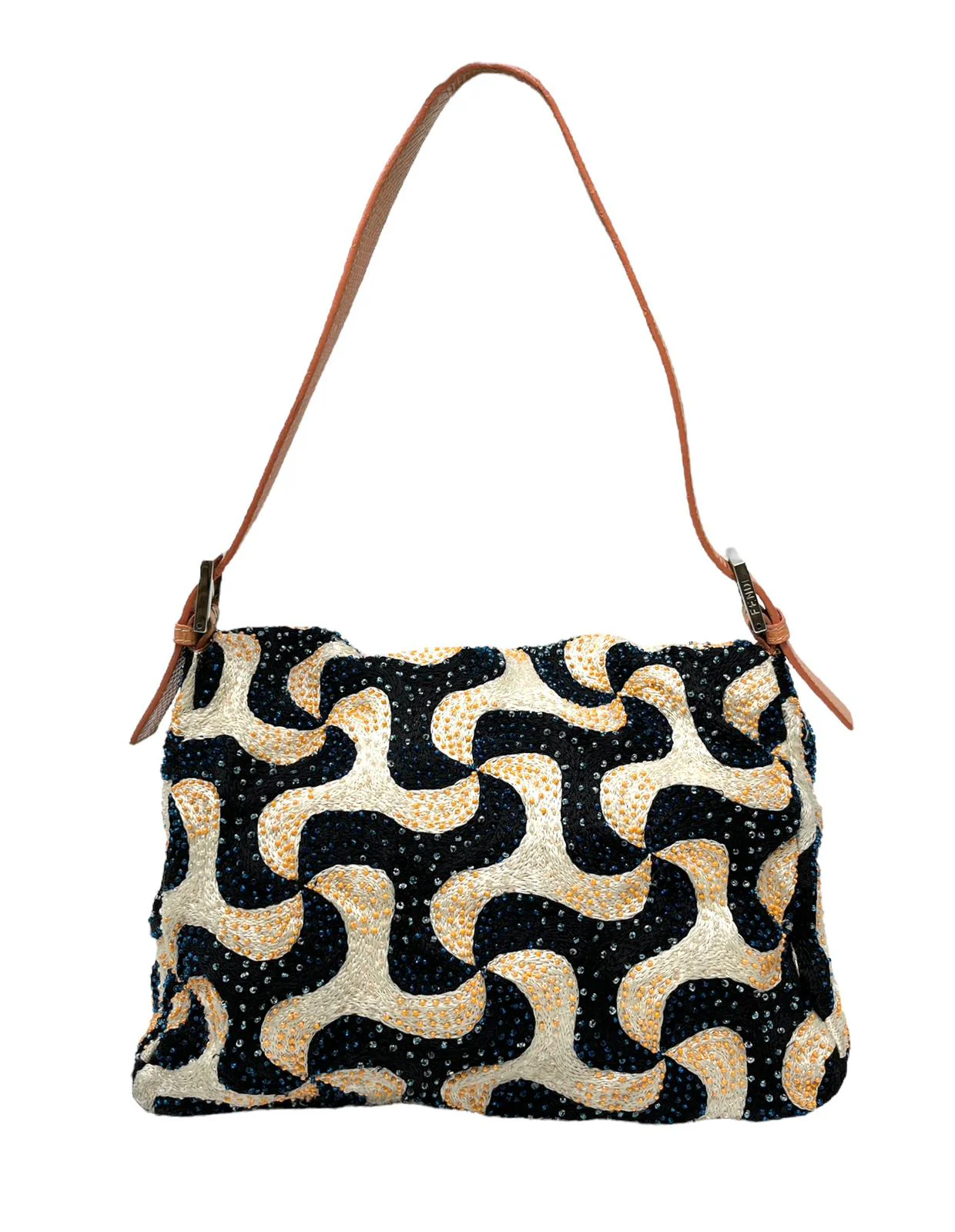 Fendi Orange Beaded Wave Baguette - Image 2
