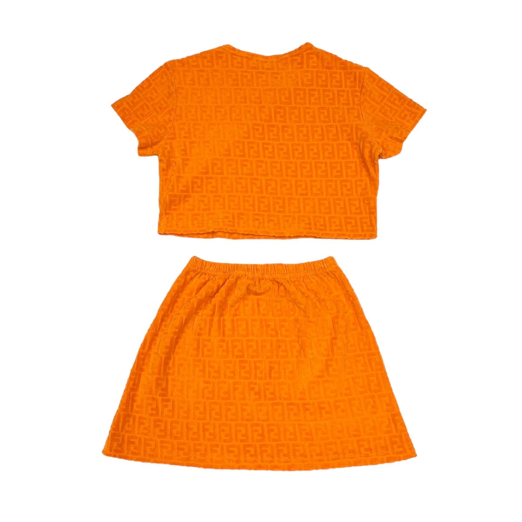 Fendi Orange Logo Terry Cloth Skirt Set - Image 2