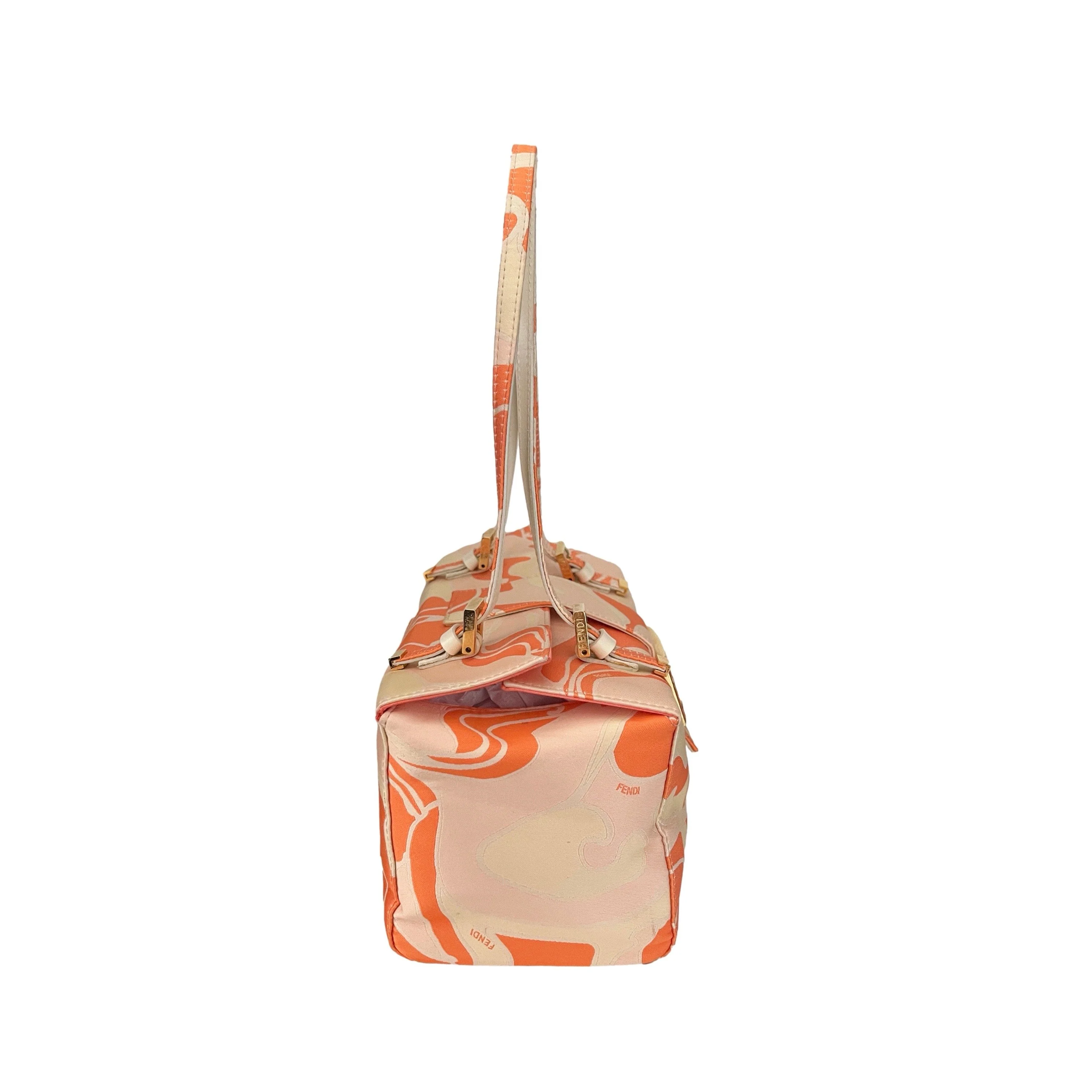 Fendi Orange Print Logo Box Bag - Image 3