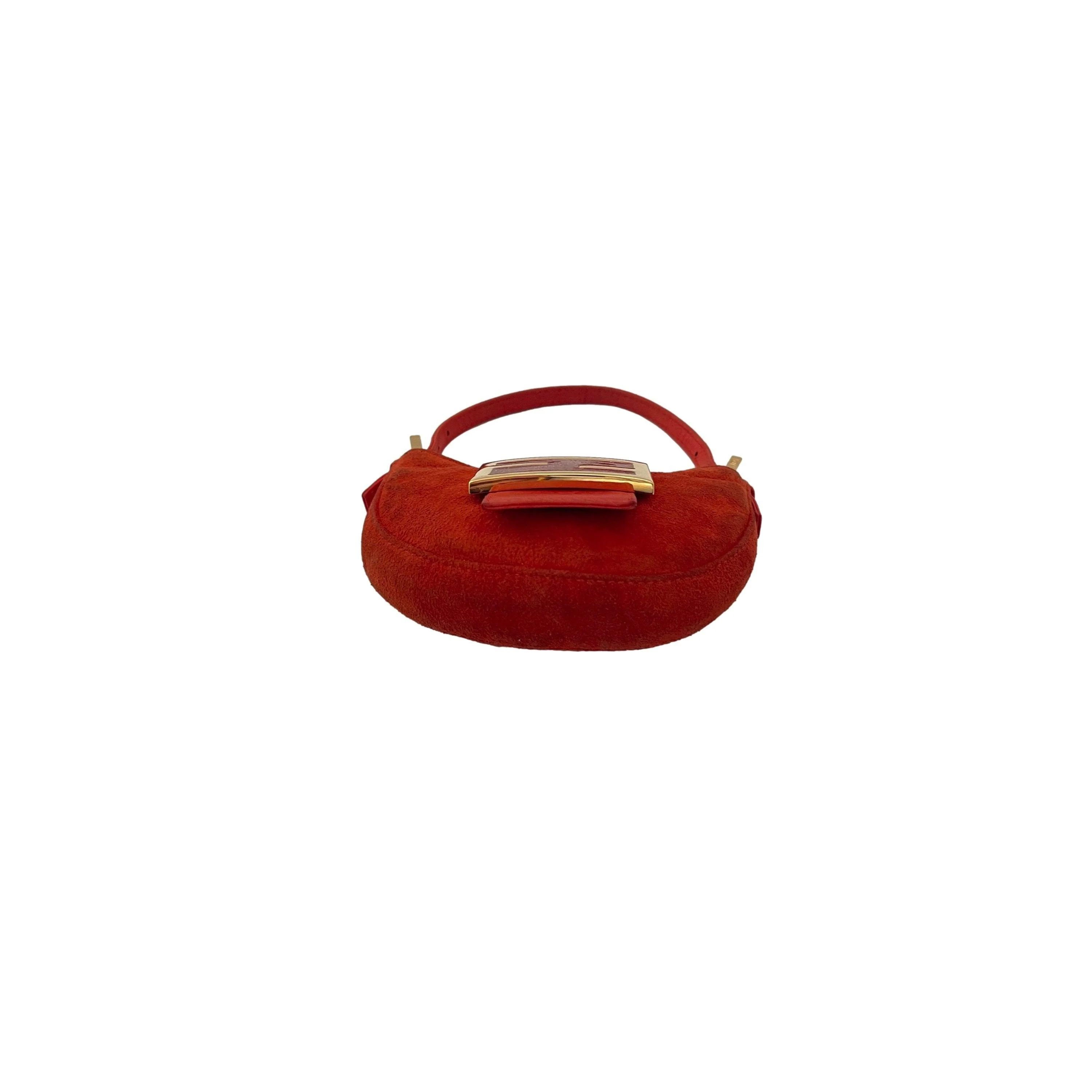 Fendi Orange Suede Mini Croissant Bag - Image 2