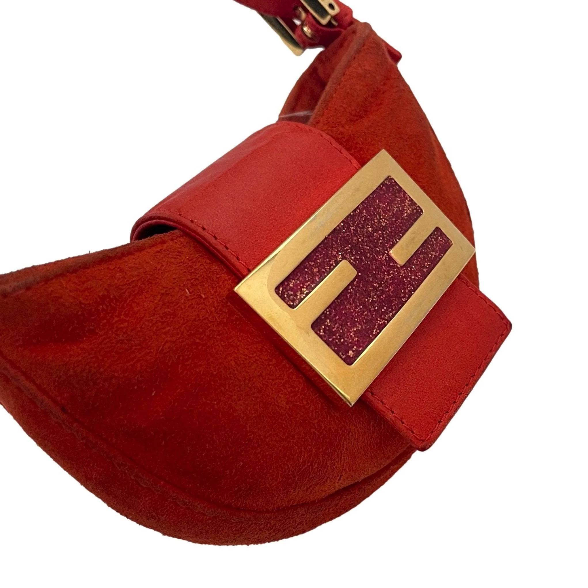 Fendi Orange Suede Mini Croissant Bag - Image 3