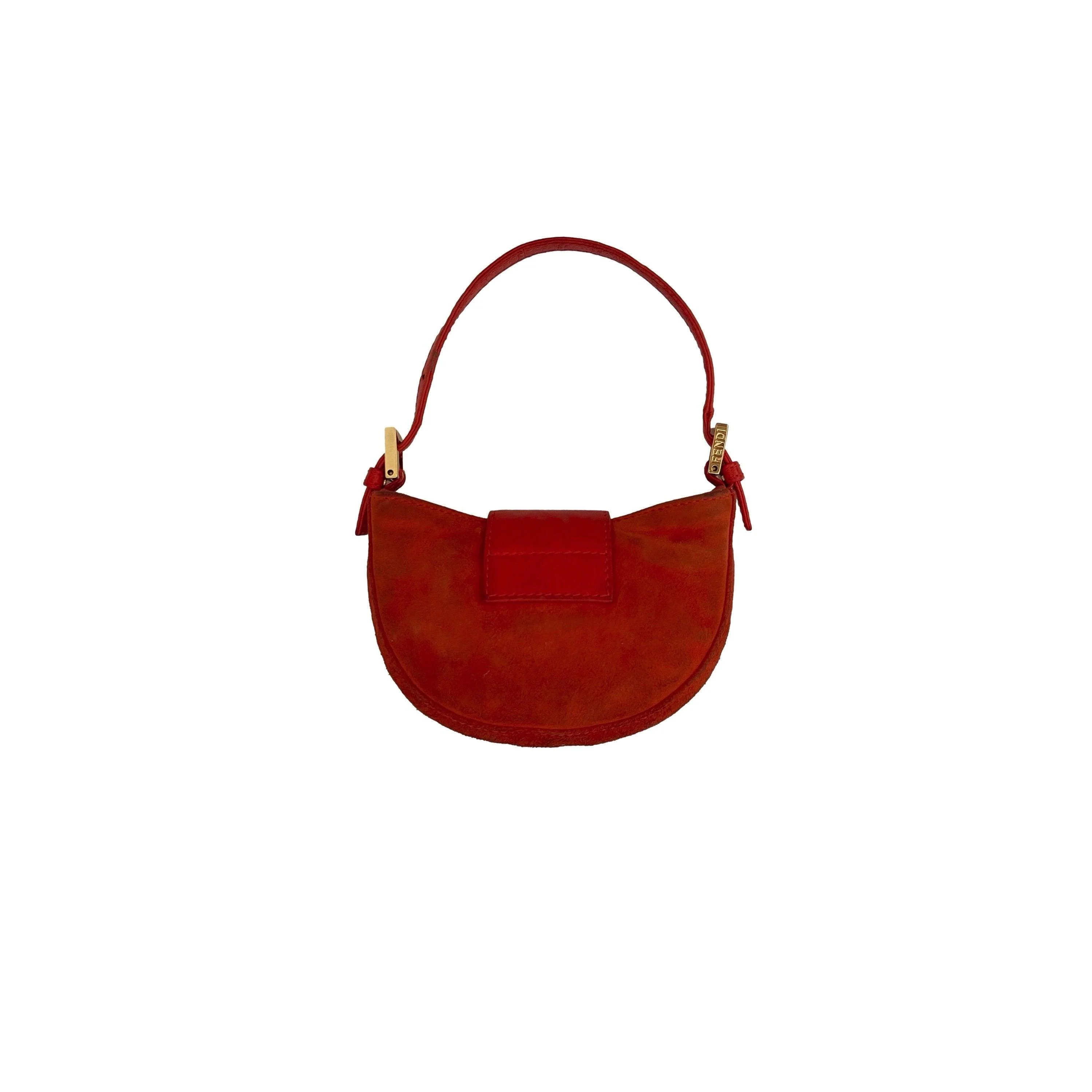 Fendi Orange Suede Mini Croissant Bag - Image 4