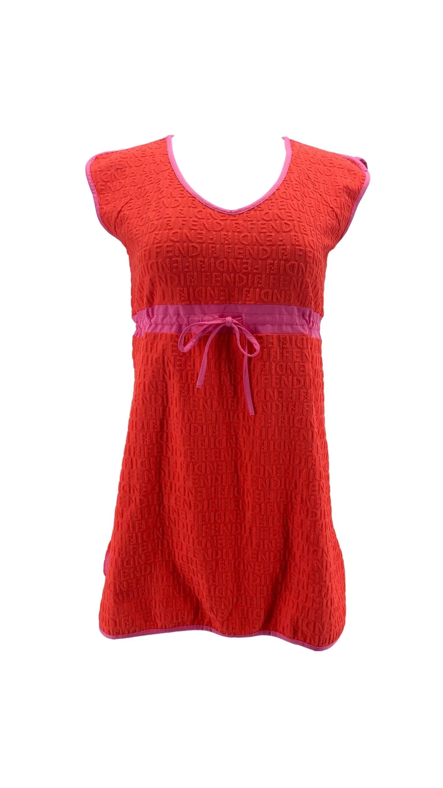 Fendi Orange Terry Cinched Dress
