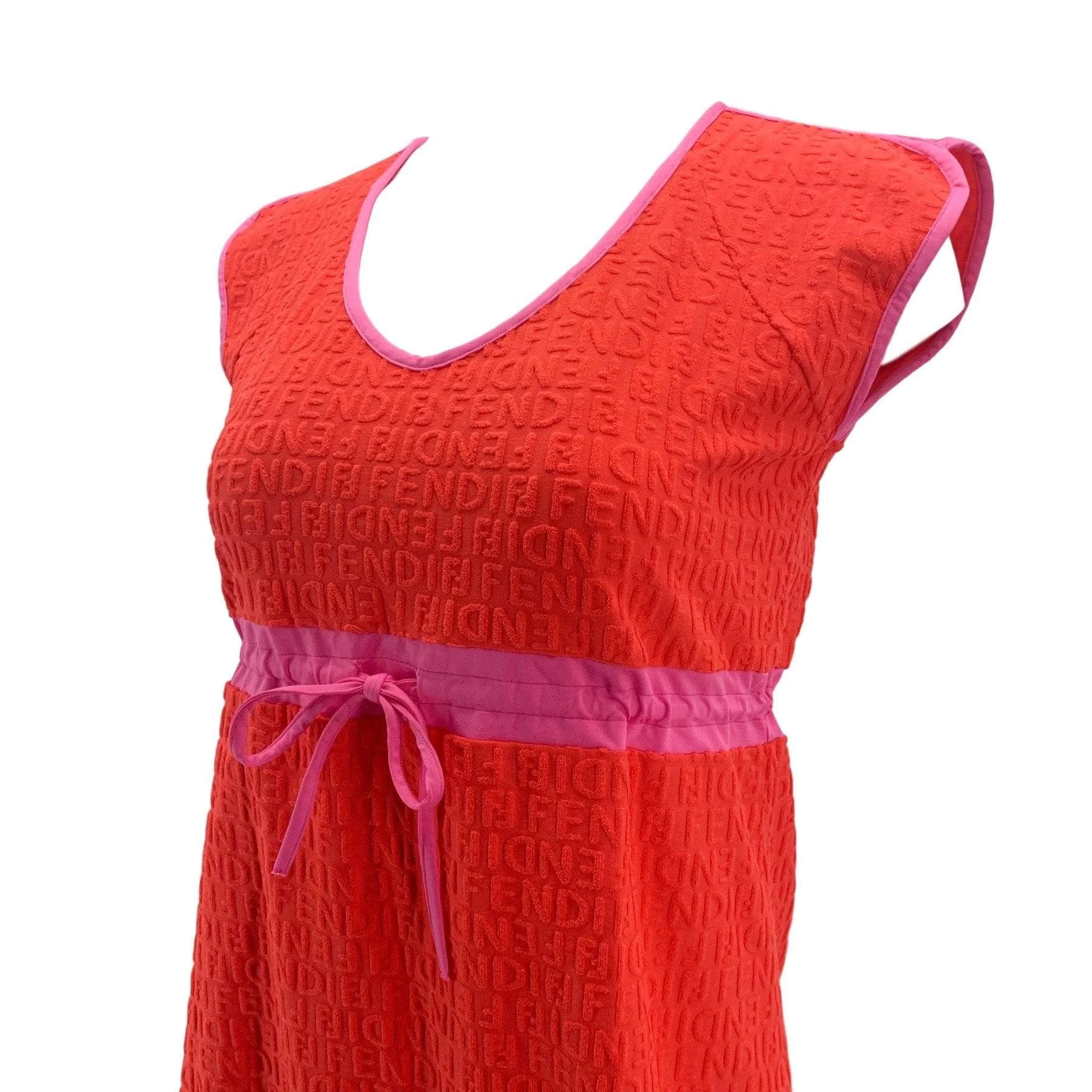 Fendi Orange Terry Cinched Dress - Image 3