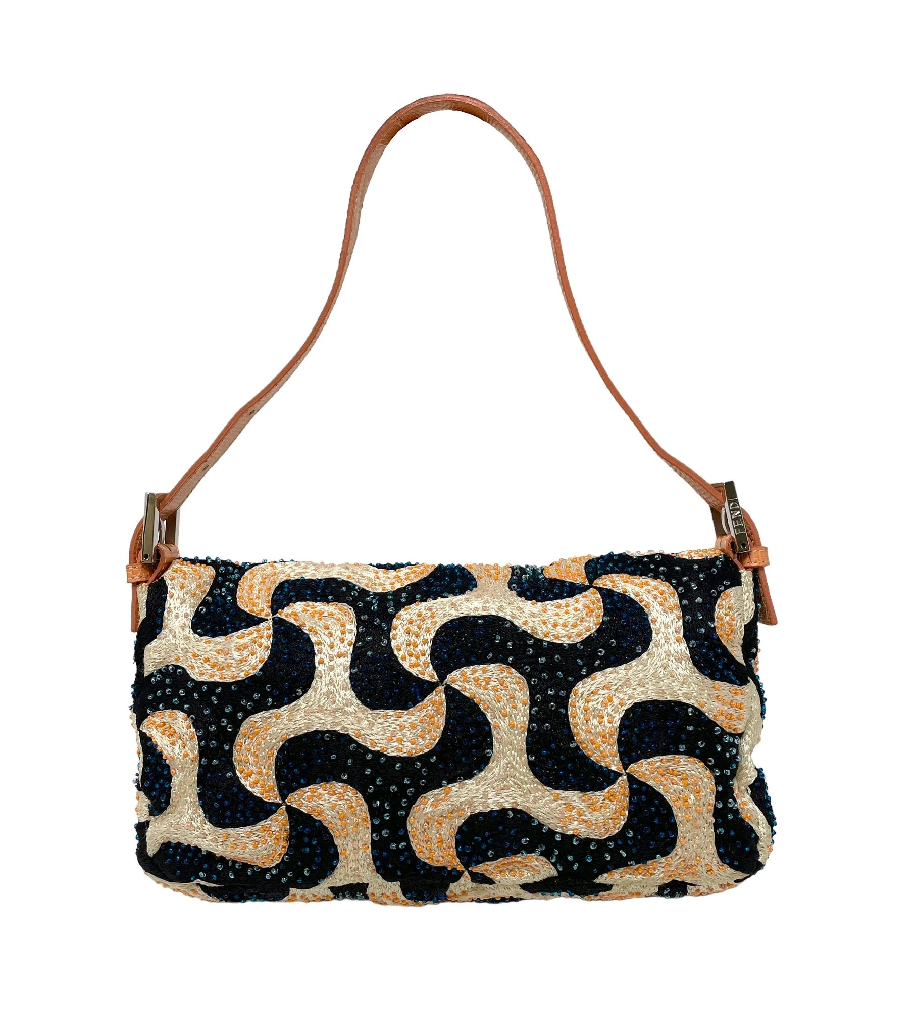 Fendi Orange Wave Beaded Baguette - Image 2